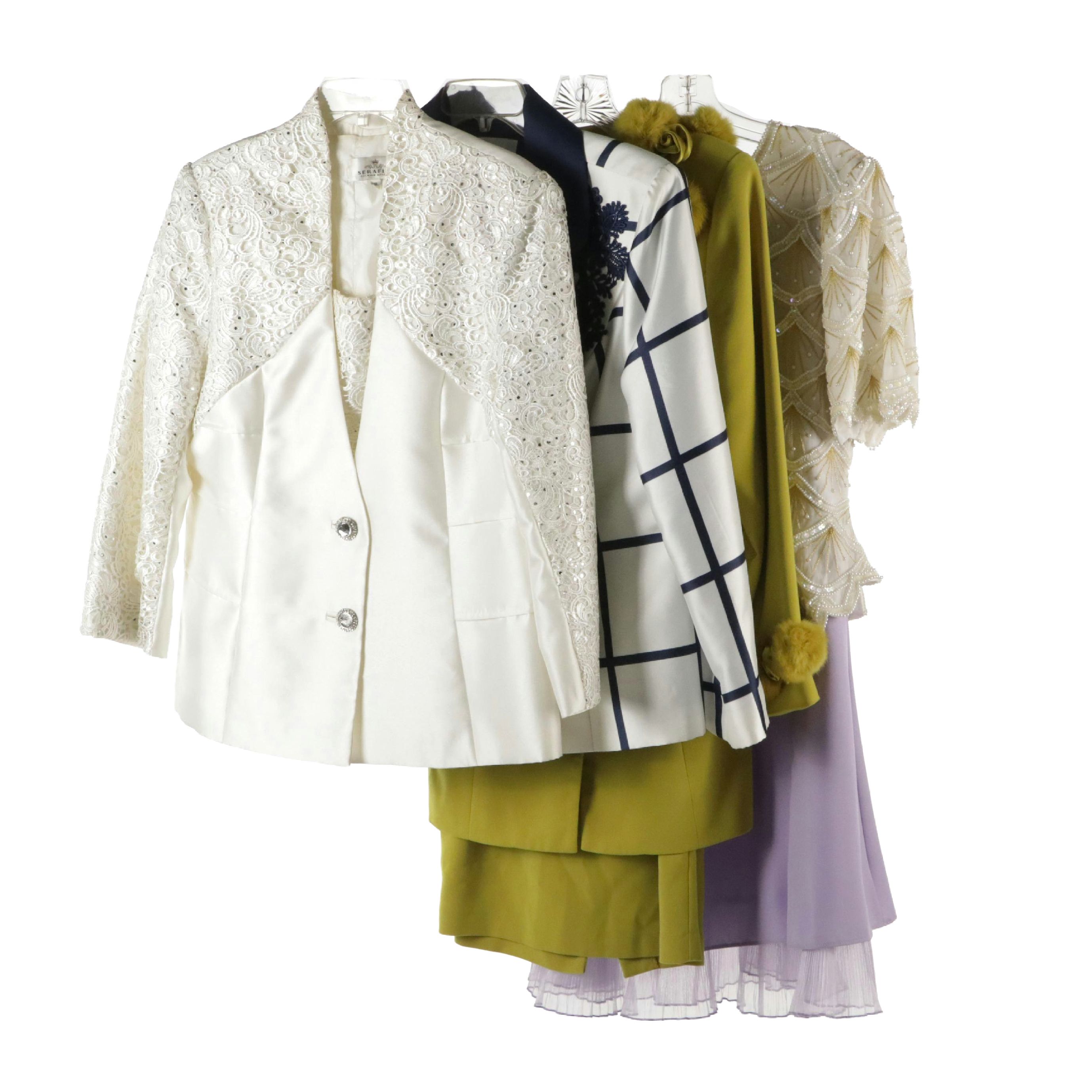Laurence Kazar Silk Embellished Blouse, Lisa Rene Blazer, Other Skirt Set & More