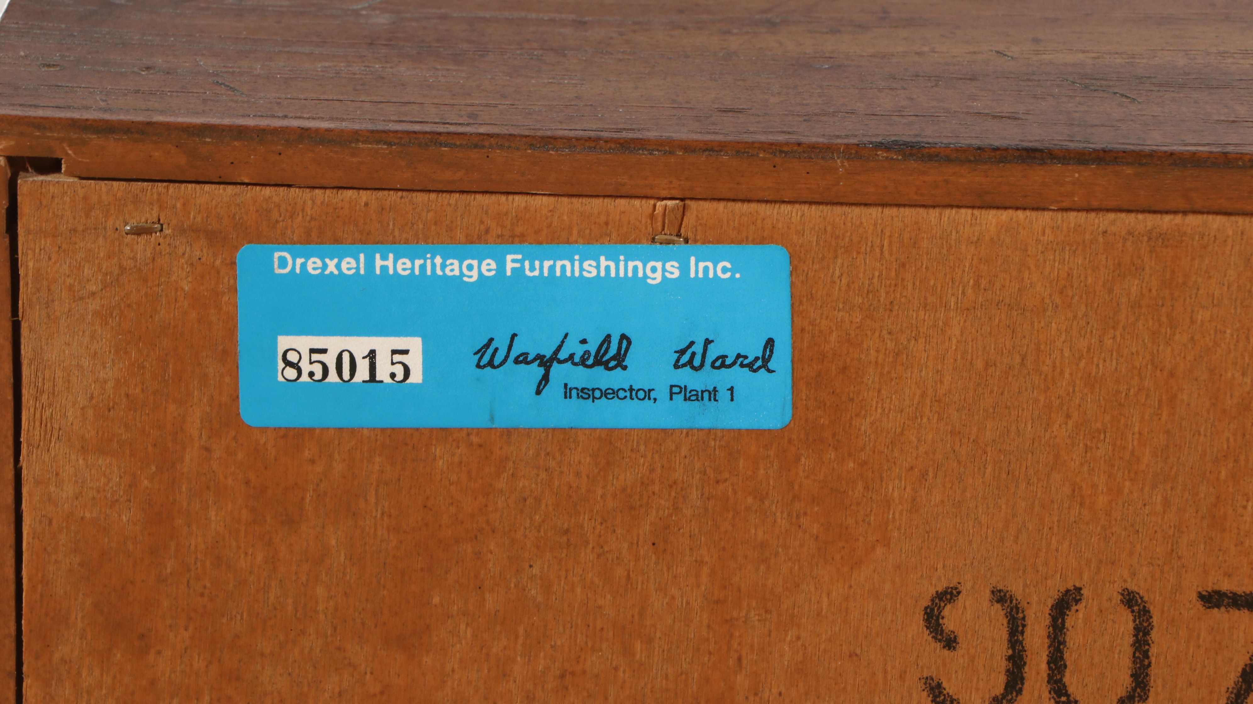 Pair of Drexel Heritage "Woodbriar" Pecan Nightstands, Late 20th Century