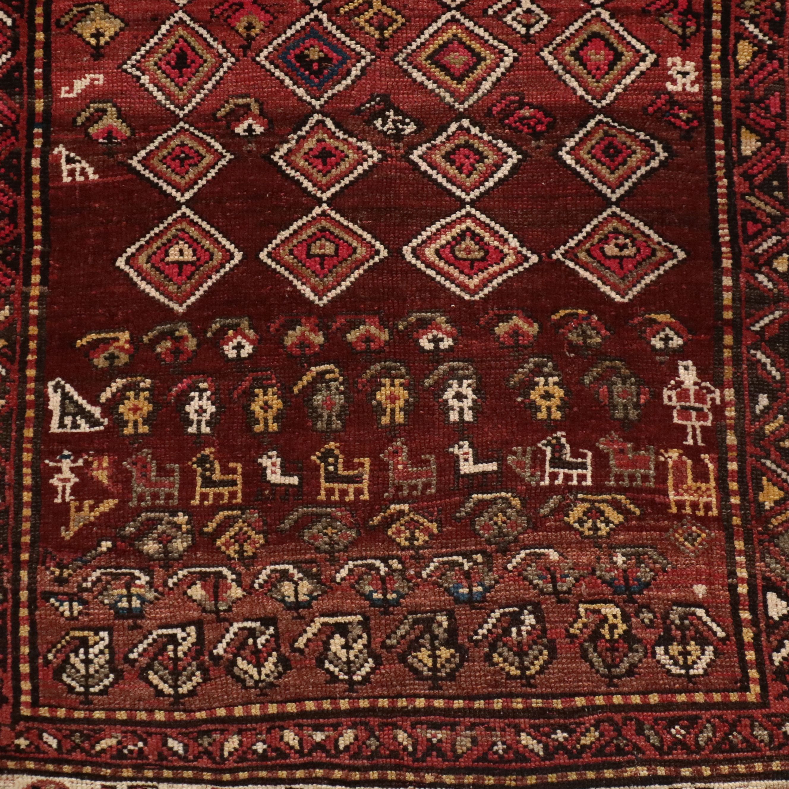 3'9 x 12'9 Hand-Knotted Persian Kurdish Long Rug