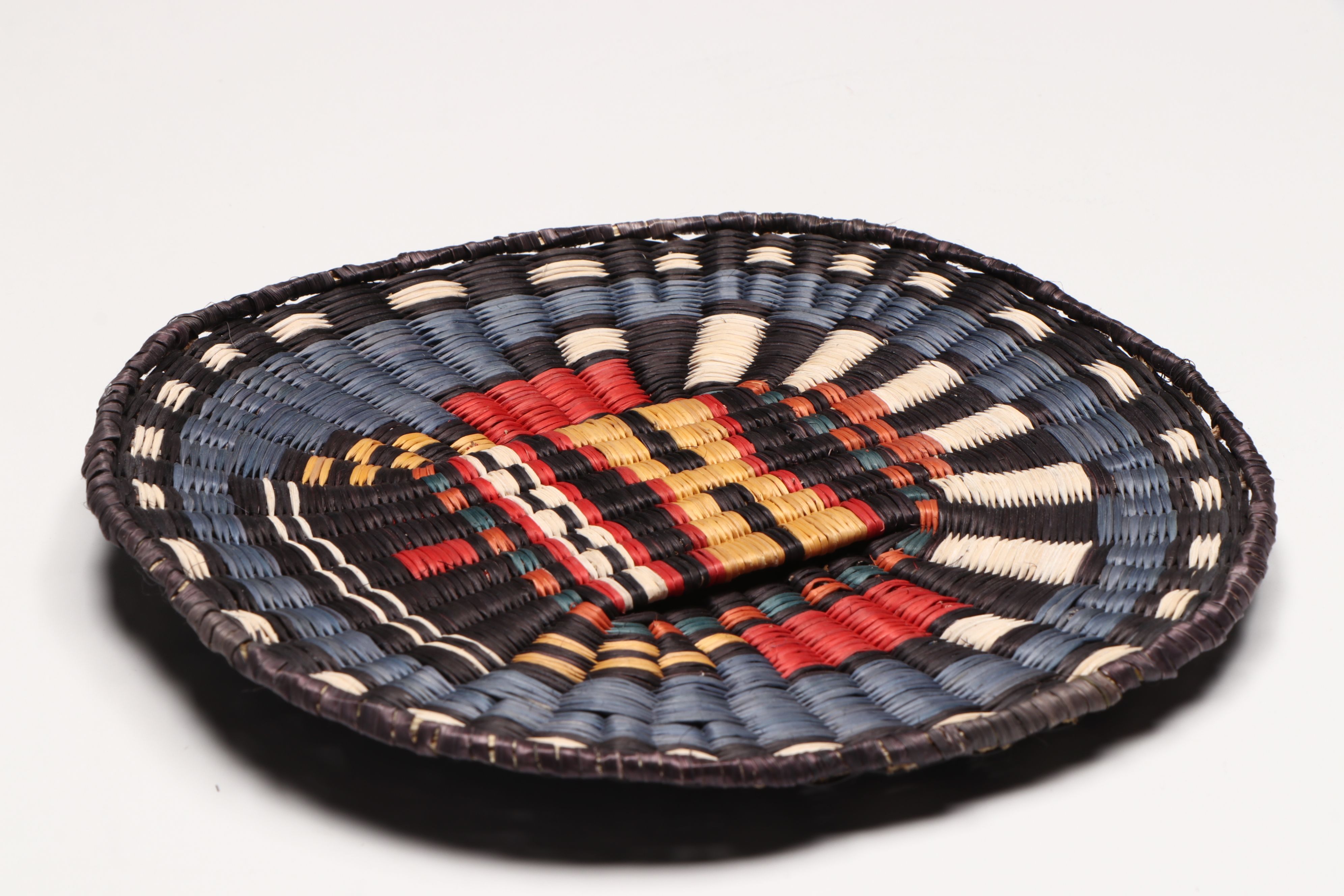 Hopi Third Mesa "Hilili Katsina" Polychrome Siwi and Sivaapi Basketry Plaque