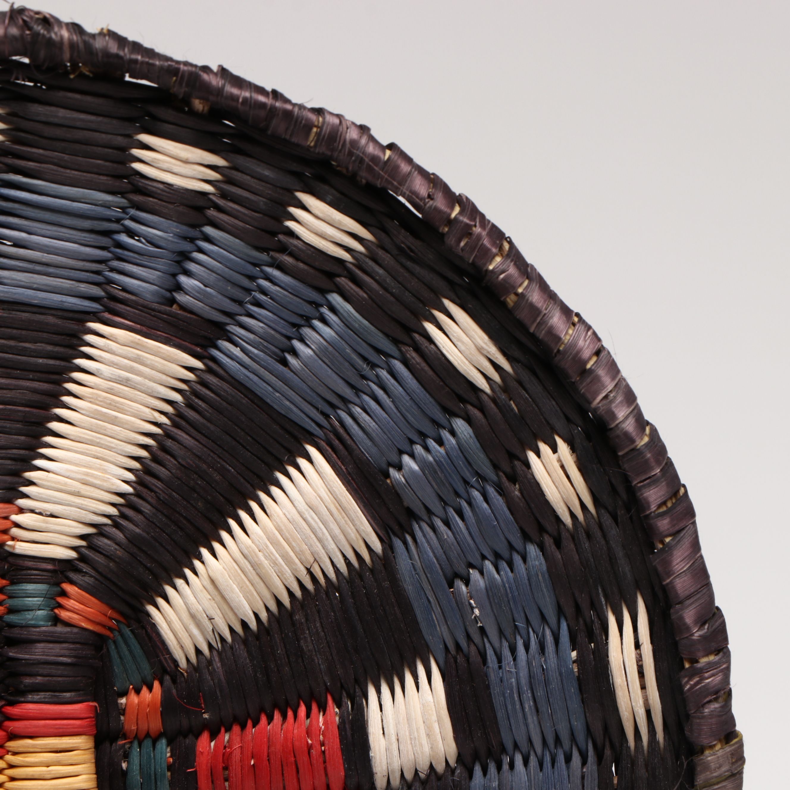 Hopi Third Mesa "Hilili Katsina" Polychrome Siwi and Sivaapi Basketry Plaque