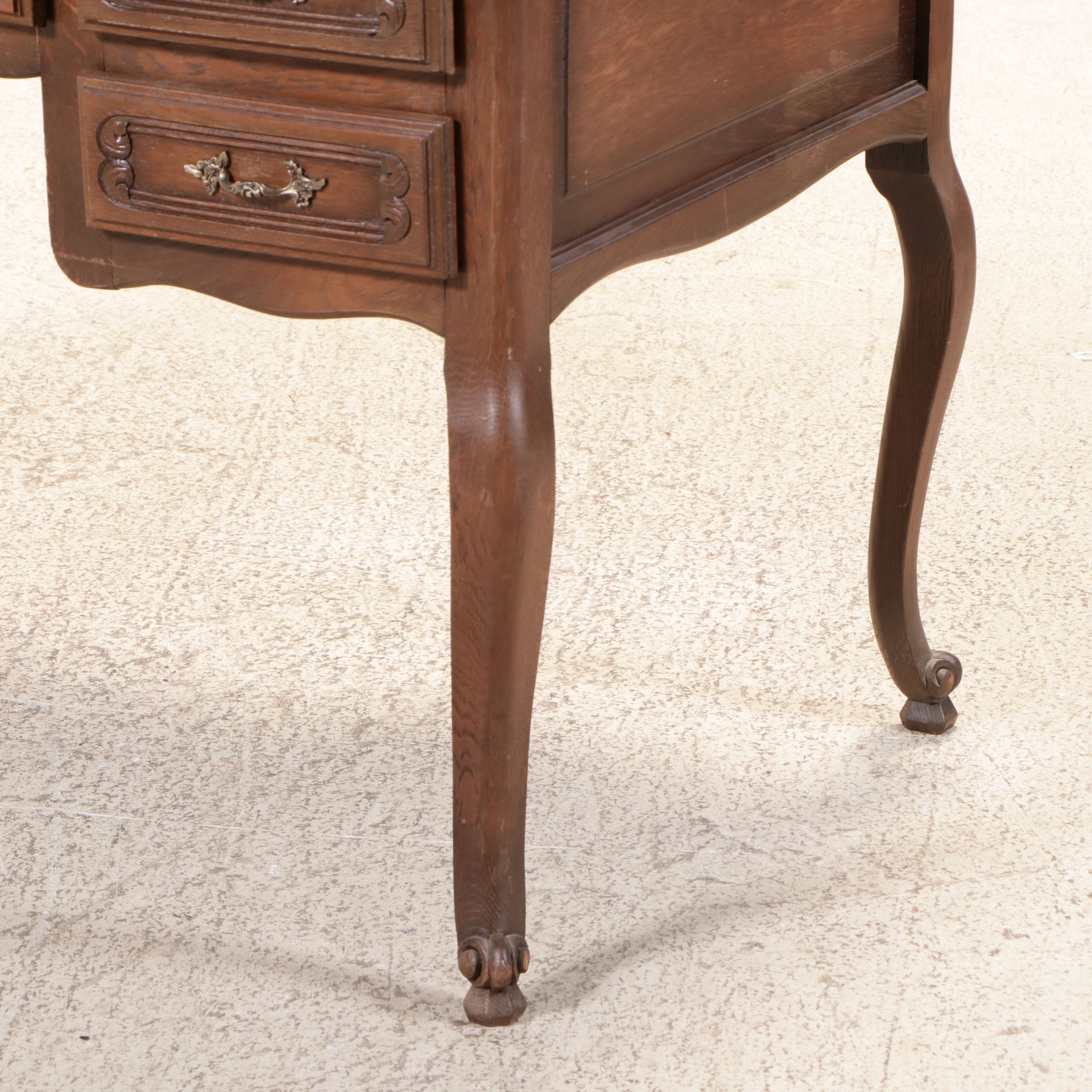 Louis XV Style Carved Oak and Parquetry Bureau Plat