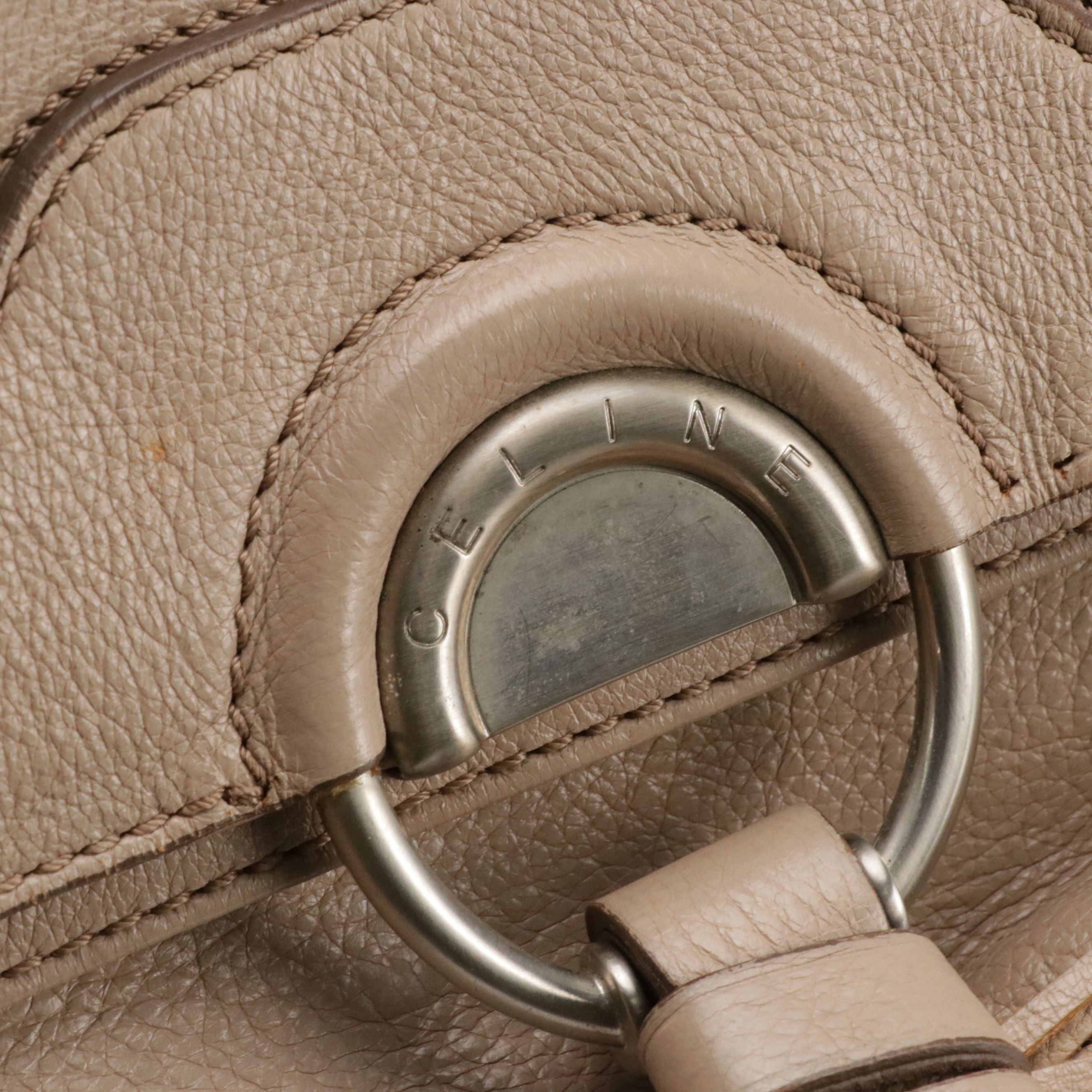 Celine Tassel Flap Shoulder Bag in Sandy Beige Grained Leather