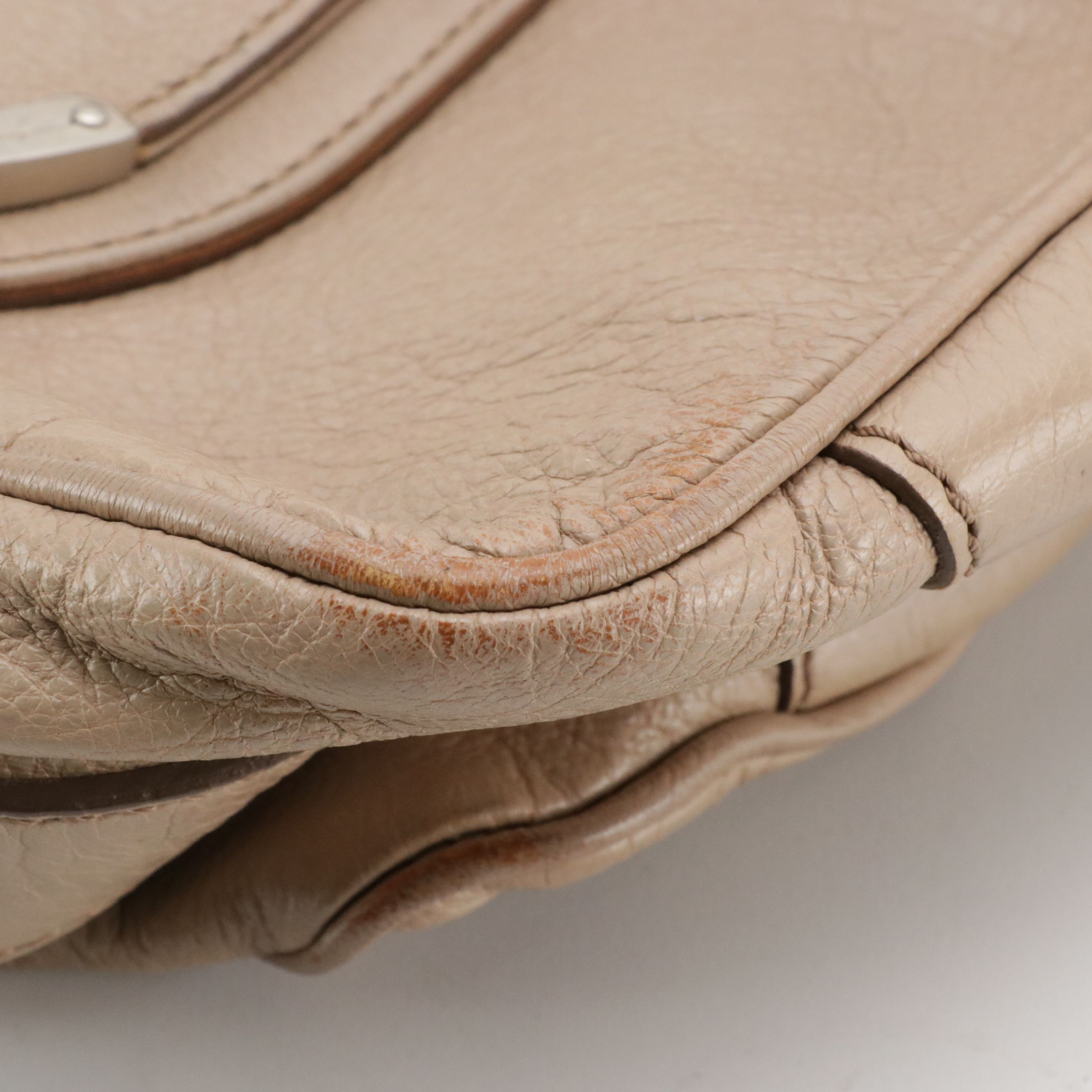 Celine Tassel Flap Shoulder Bag in Sandy Beige Grained Leather