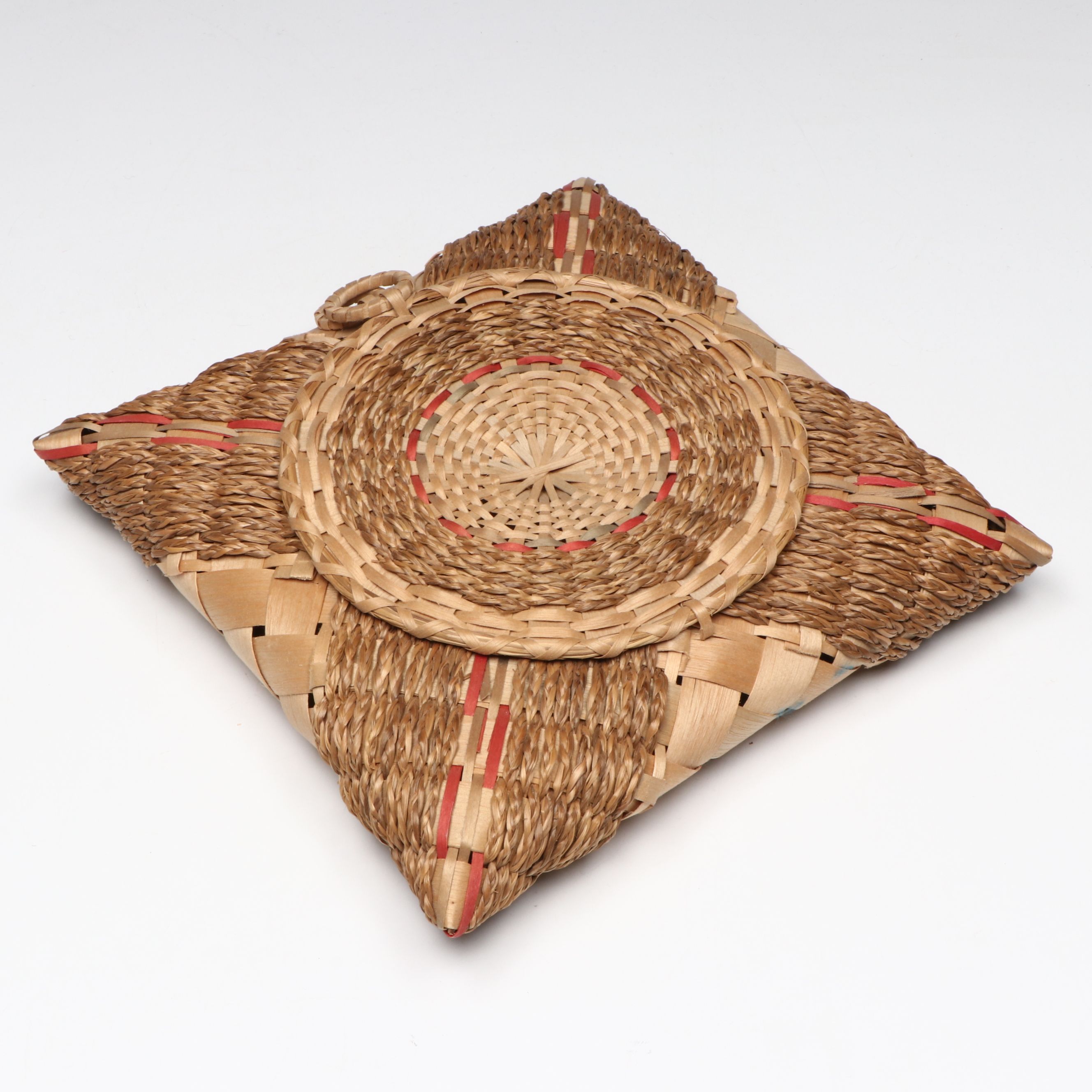 Margaret Ranco Penobscot Brown Ash and Sweetgrass Handkerchief Basket