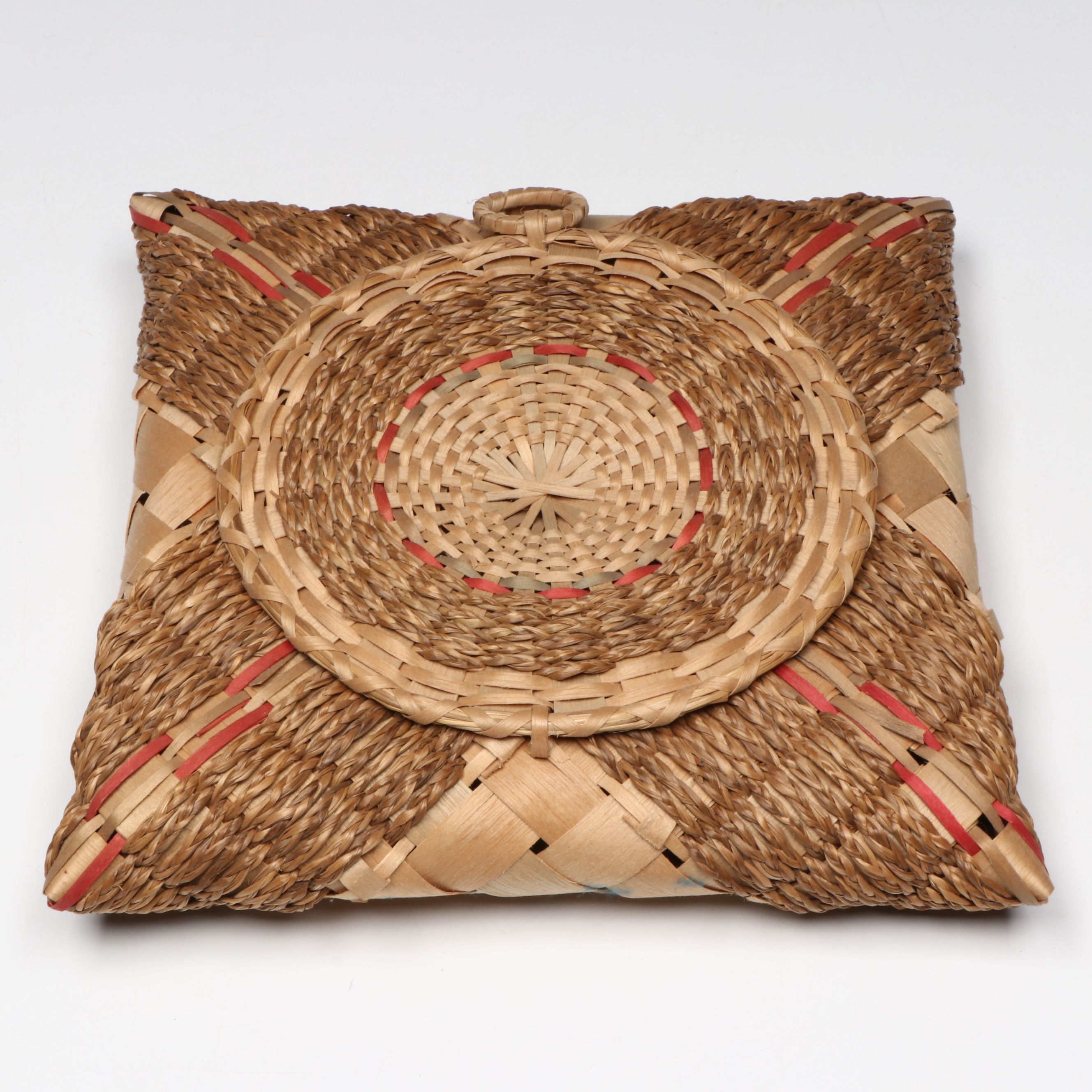 Margaret Ranco Penobscot Brown Ash and Sweetgrass Handkerchief Basket