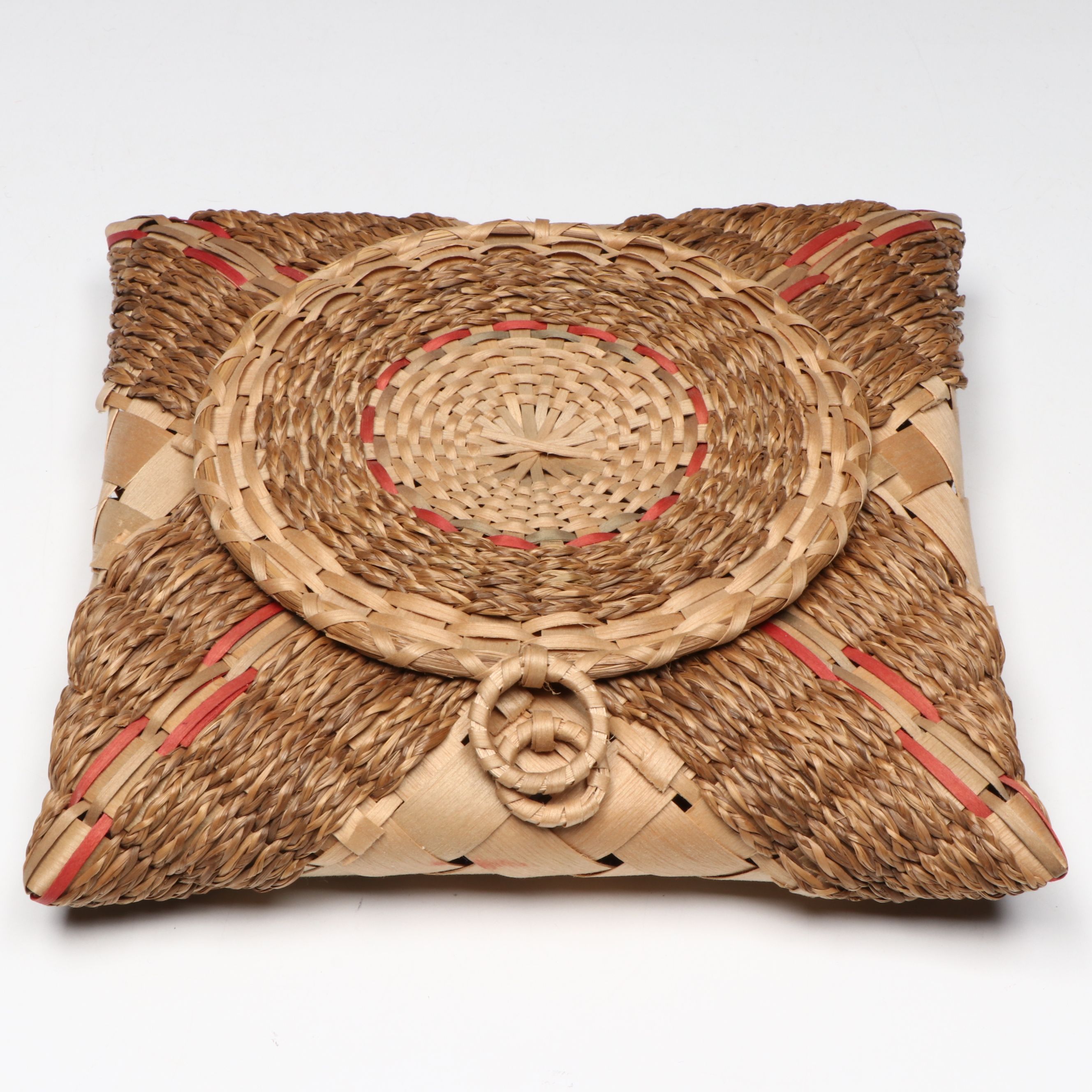 Margaret Ranco Penobscot Brown Ash and Sweetgrass Handkerchief Basket
