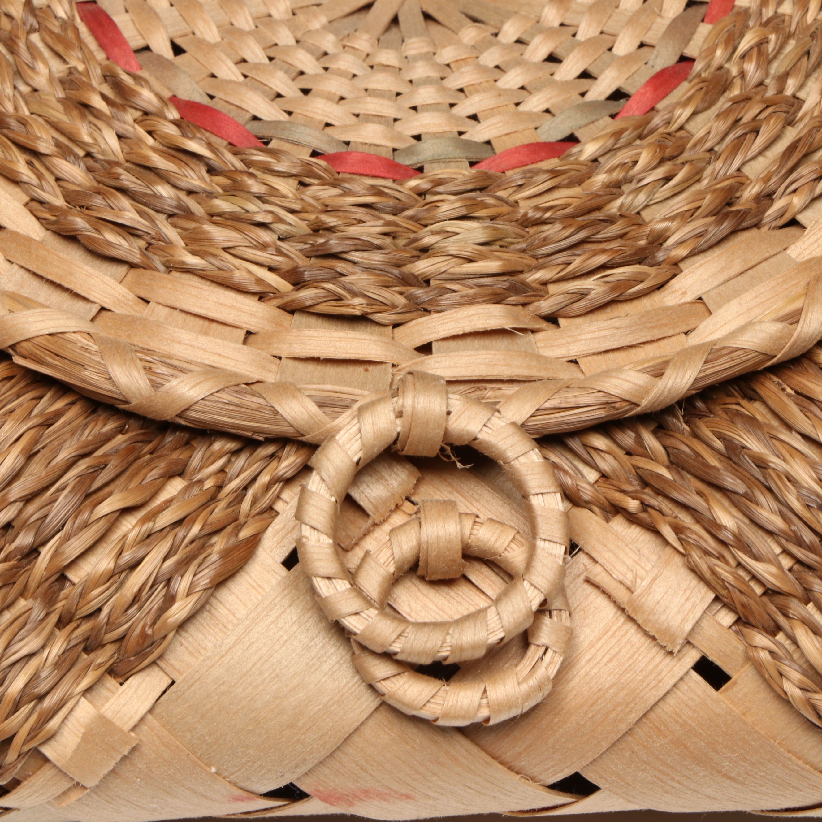 Margaret Ranco Penobscot Brown Ash and Sweetgrass Handkerchief Basket