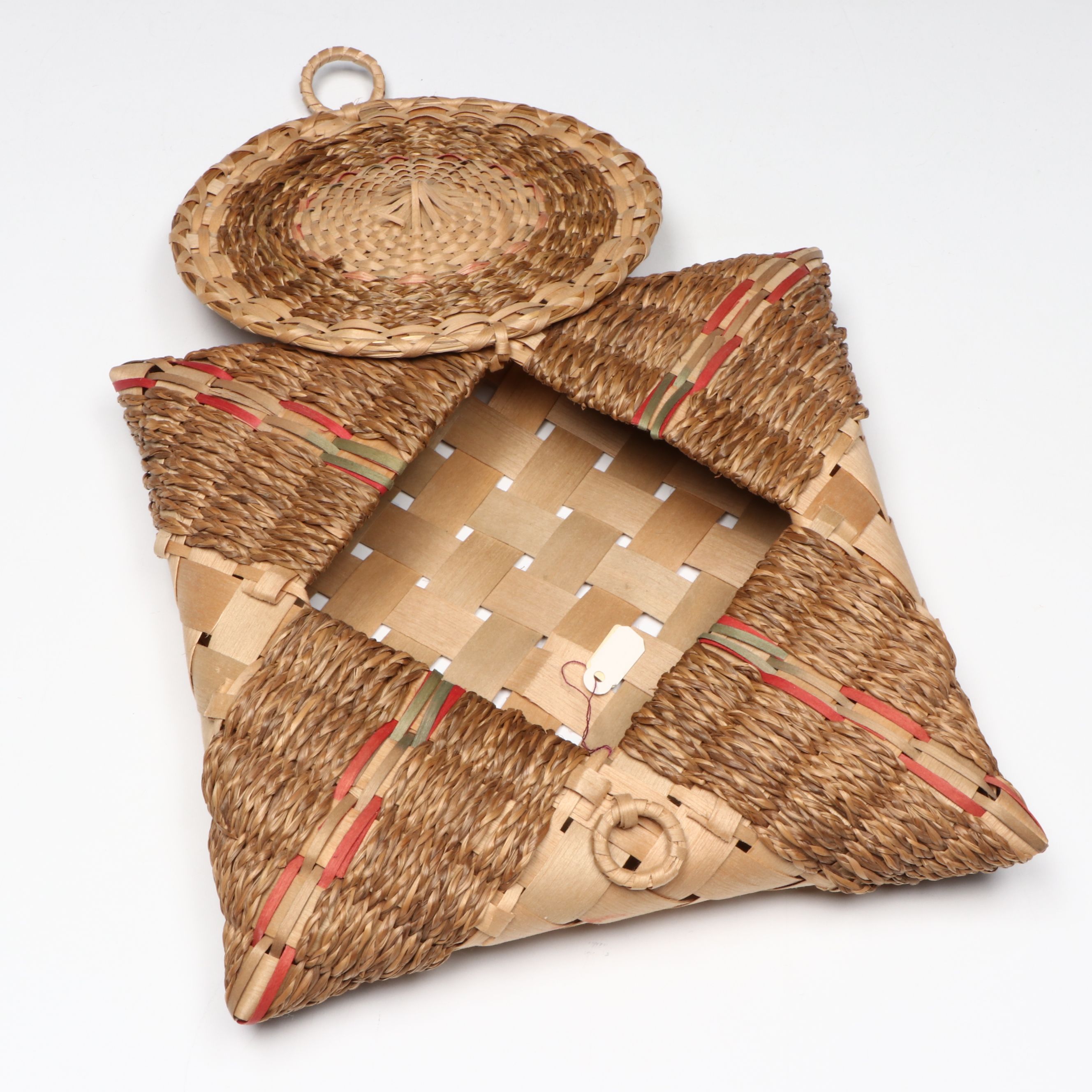 Margaret Ranco Penobscot Brown Ash and Sweetgrass Handkerchief Basket