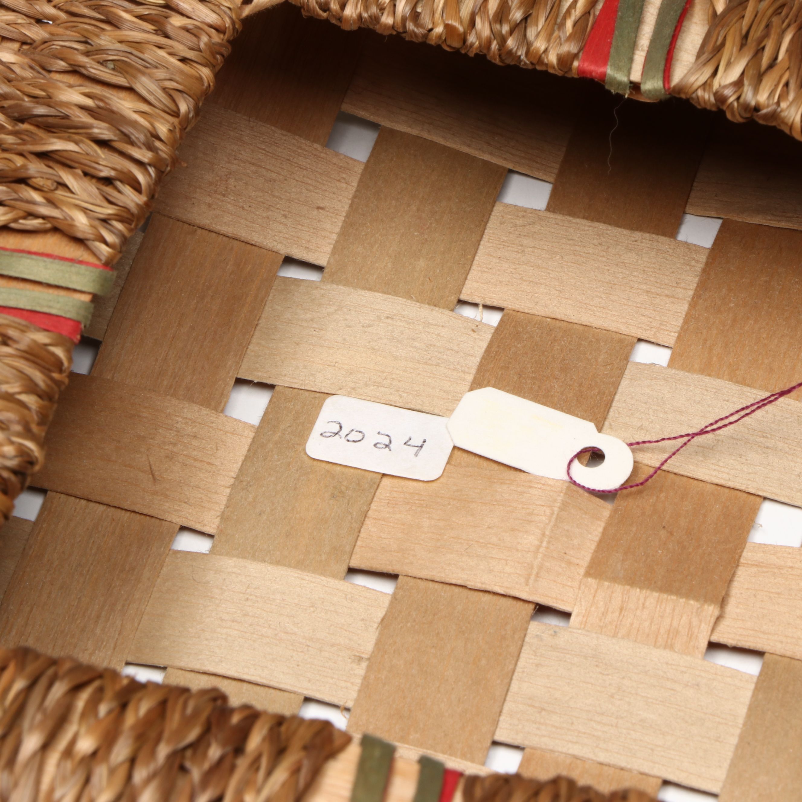 Margaret Ranco Penobscot Brown Ash and Sweetgrass Handkerchief Basket