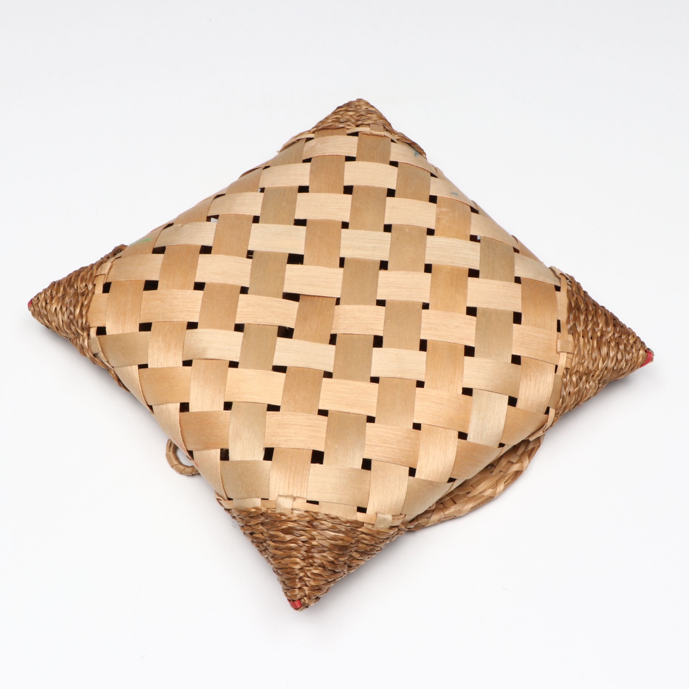 Margaret Ranco Penobscot Brown Ash and Sweetgrass Handkerchief Basket