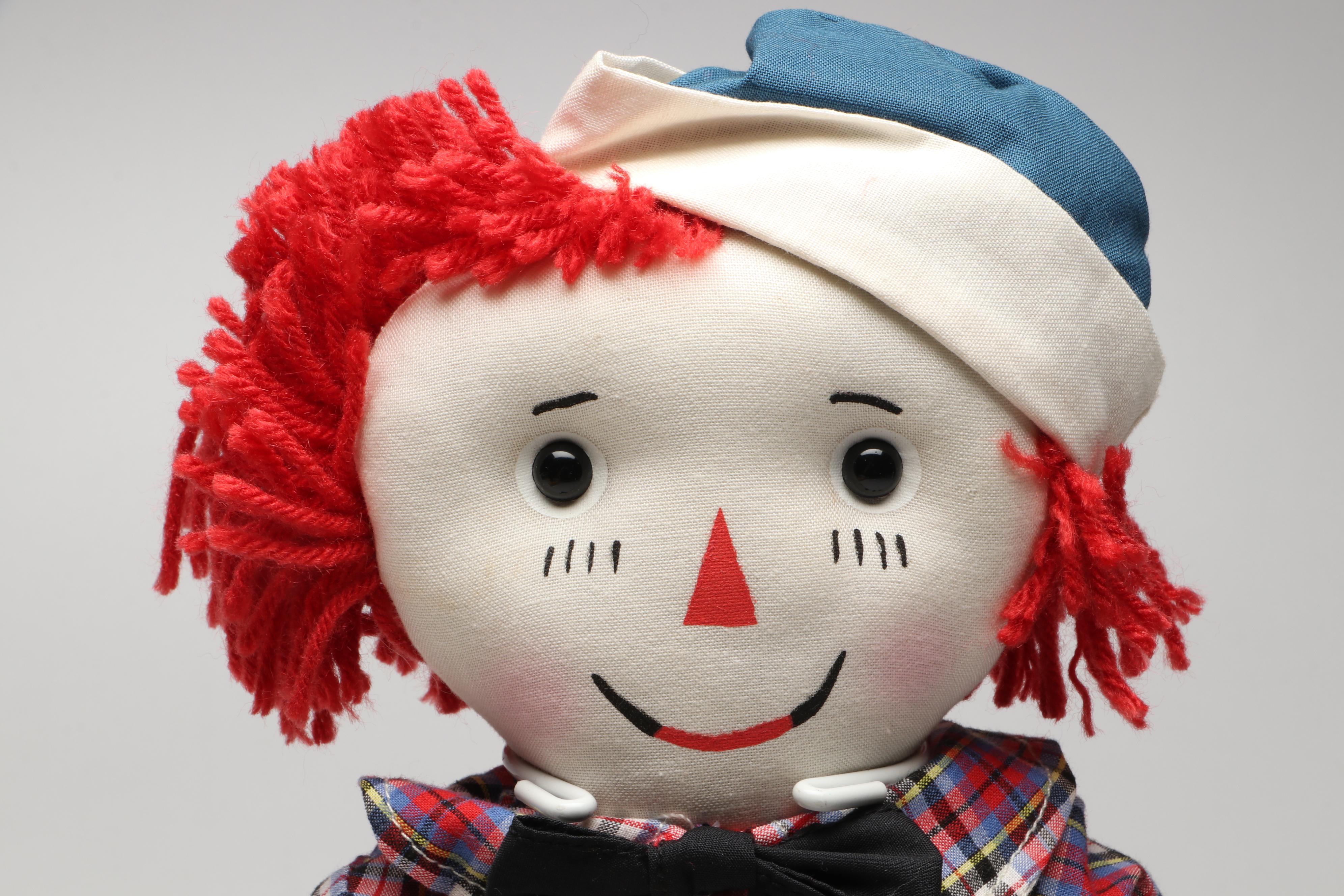 Reproduction Volland Raggedy Ann and Andy Dolls with Johnny Gruelle Books