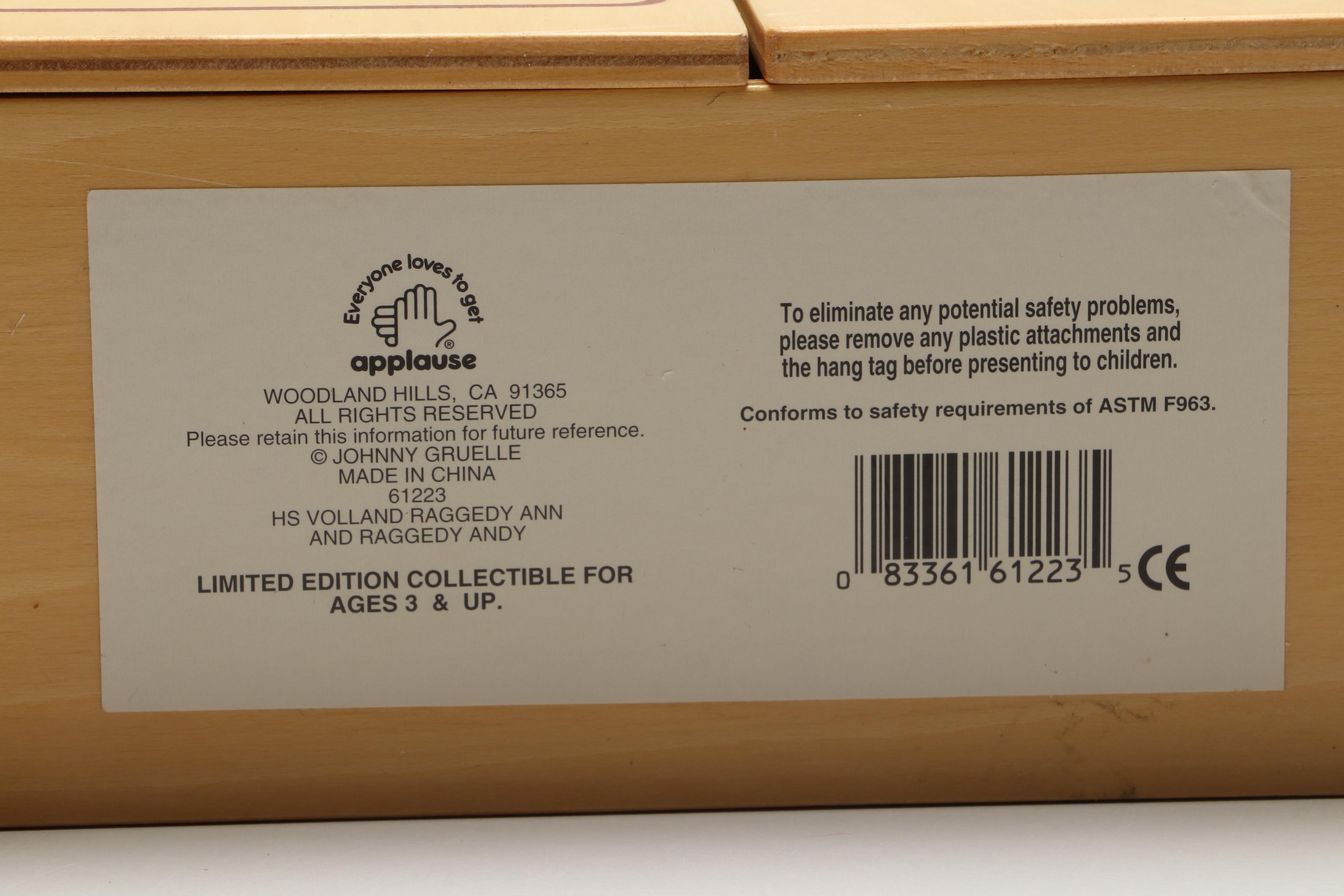 Reproduction Volland Raggedy Ann and Andy Dolls with Johnny Gruelle Books