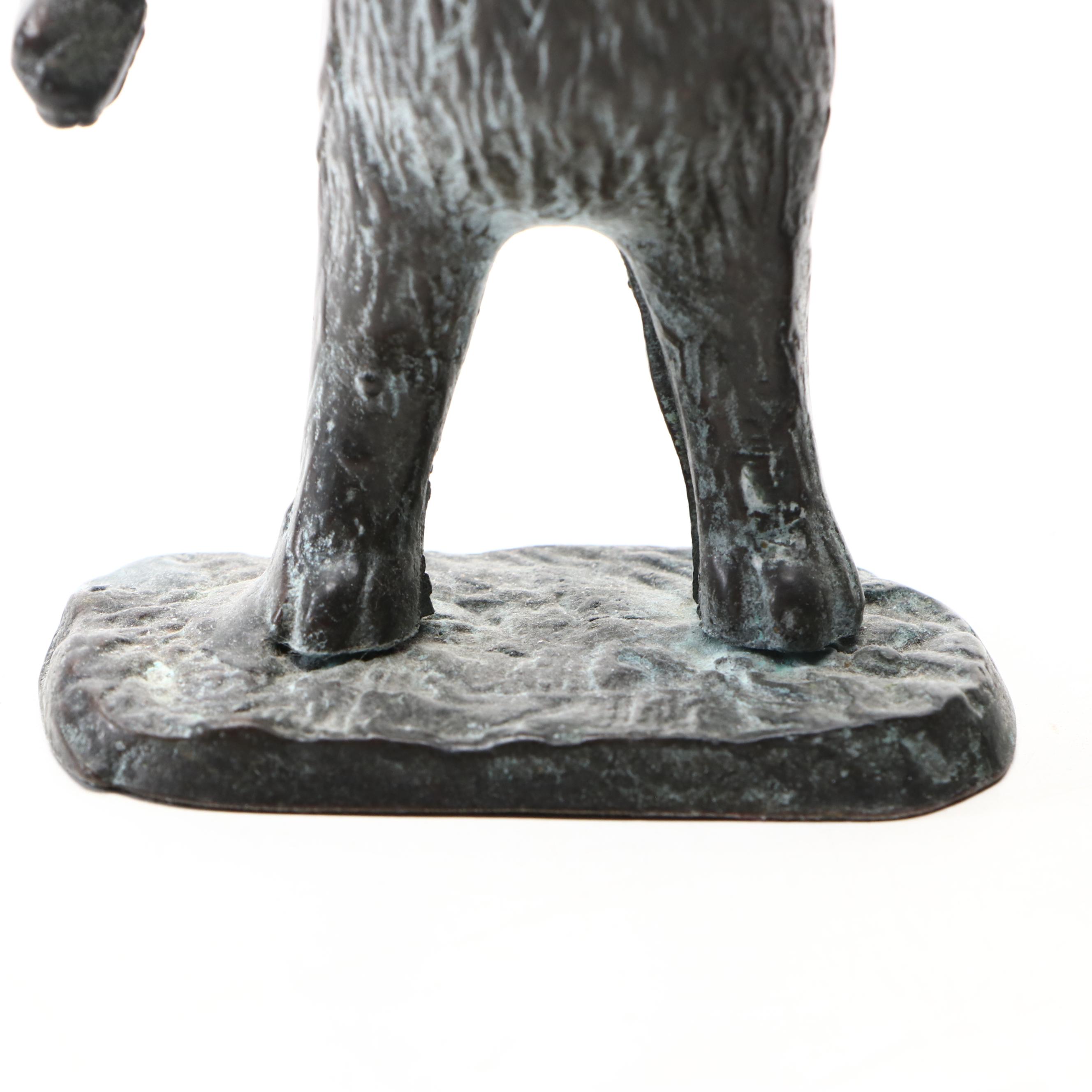 Andrea by Sadek Verdigris Metal Rabbit Candlesticks Pair