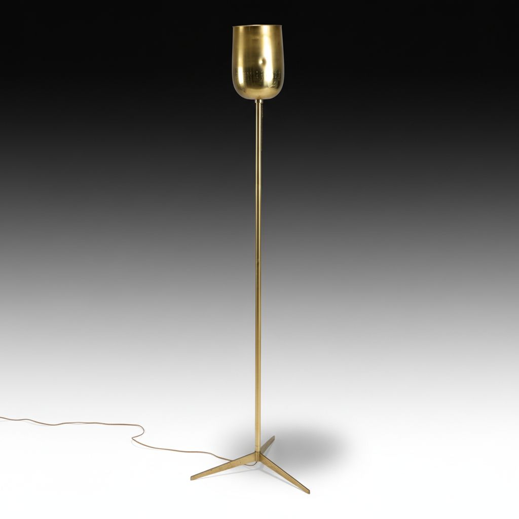 Mid Century Modern Brass Finish Torchiere Floor Lamp