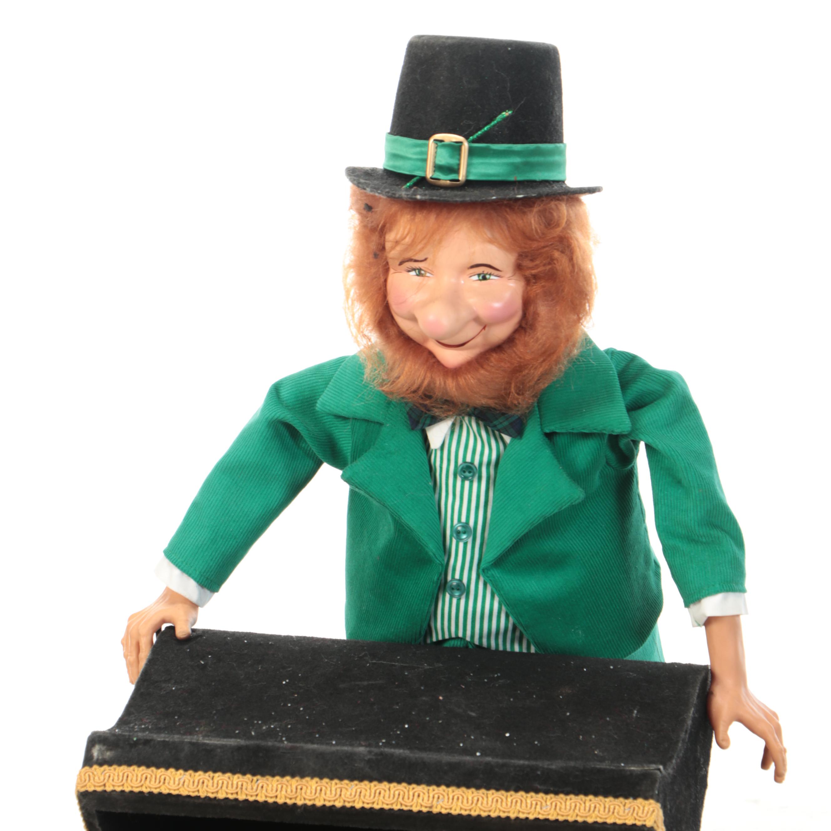 St. Patrick's Day Animated Figurine with Chest of Faux Coins
