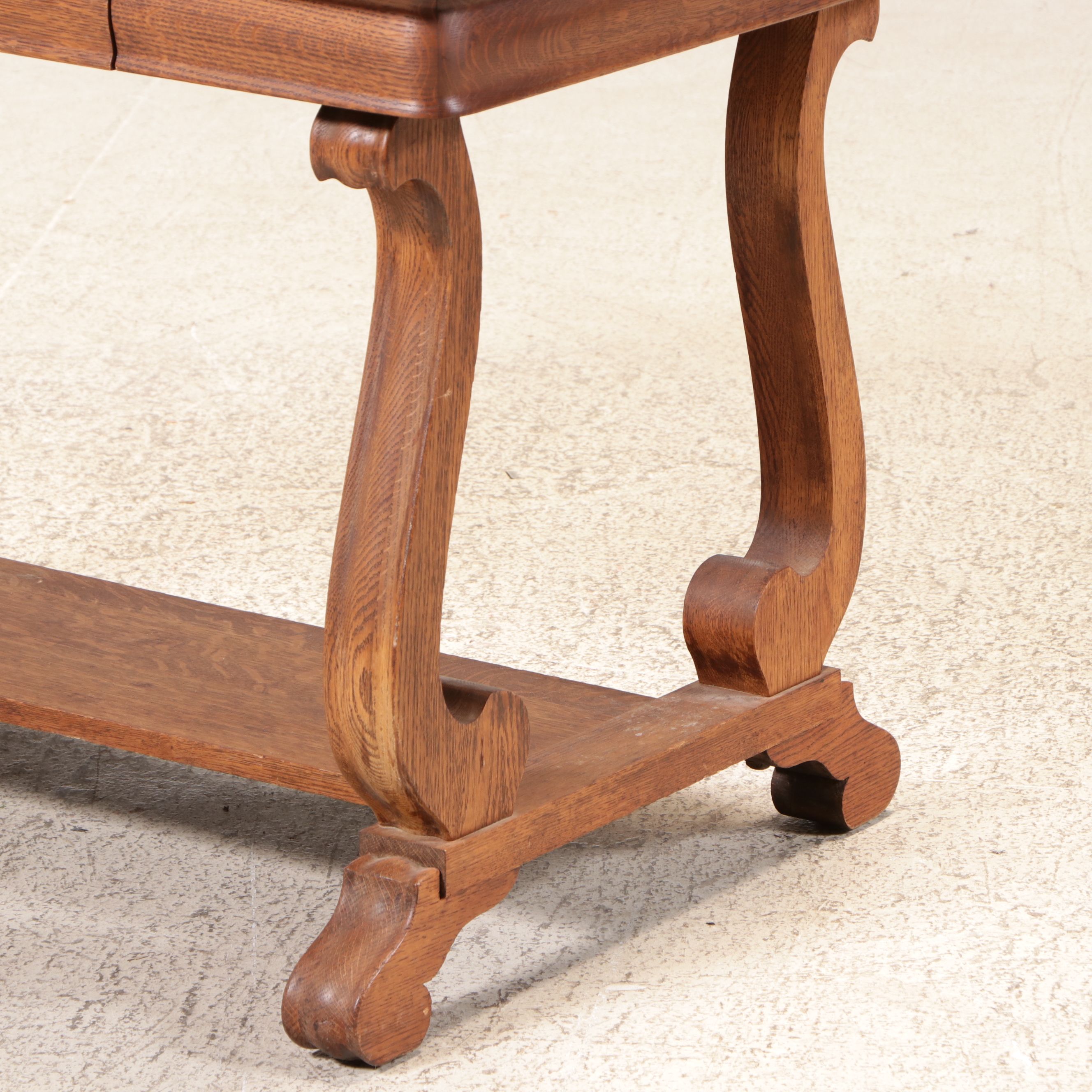 American Edwardian Style Oak Library Table, Early 20th Century