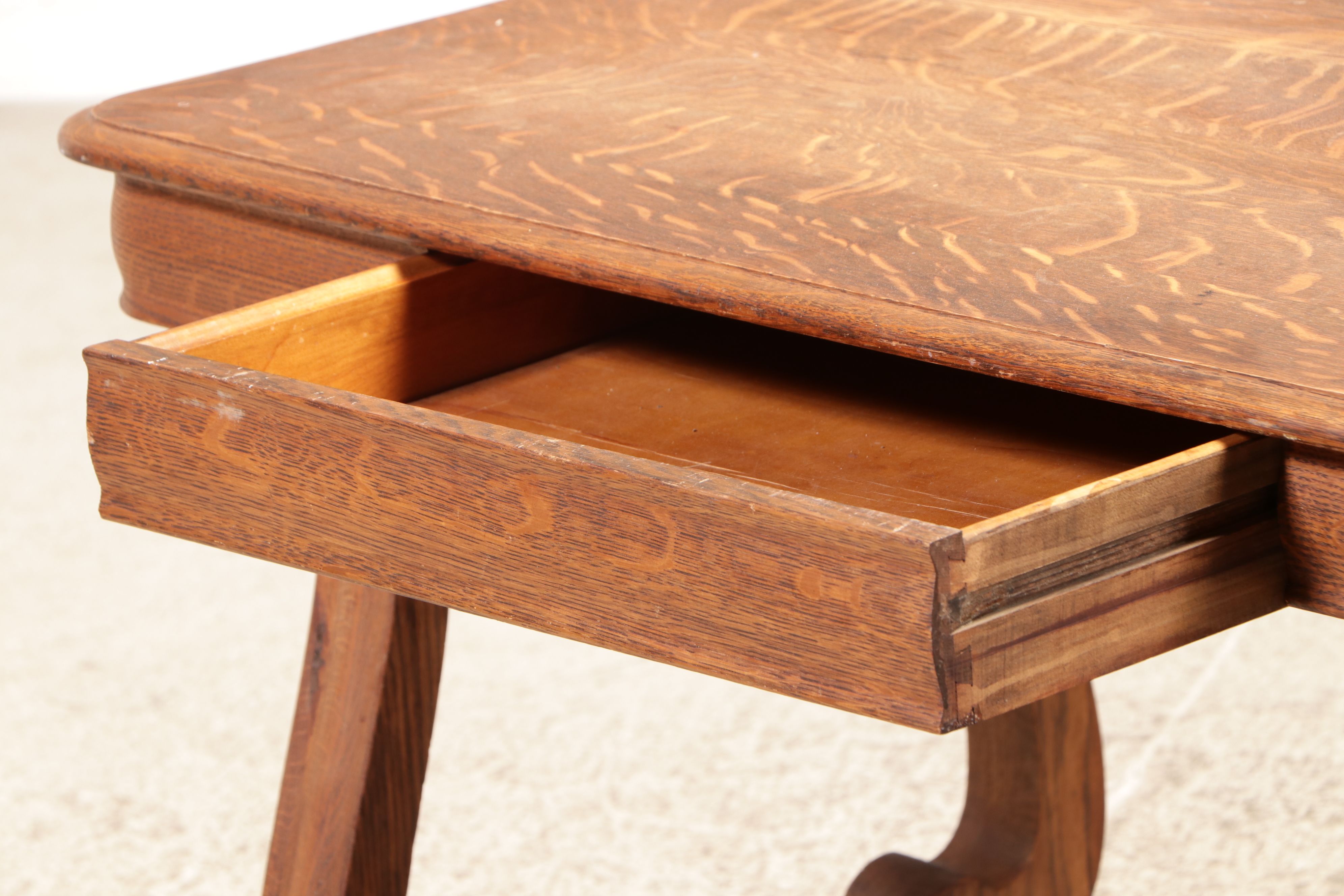 American Edwardian Style Oak Library Table, Early 20th Century