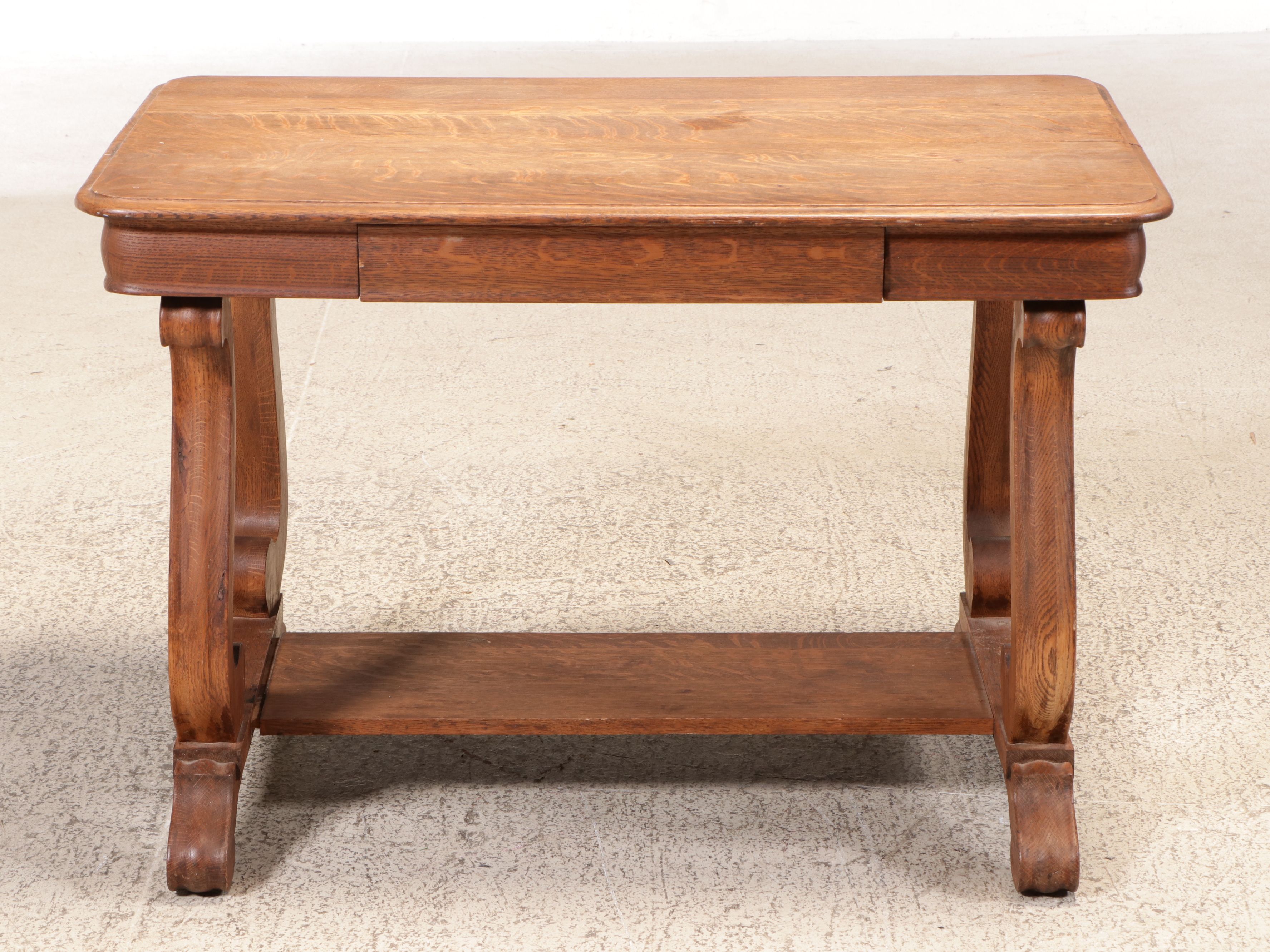 American Edwardian Style Oak Library Table, Early 20th Century