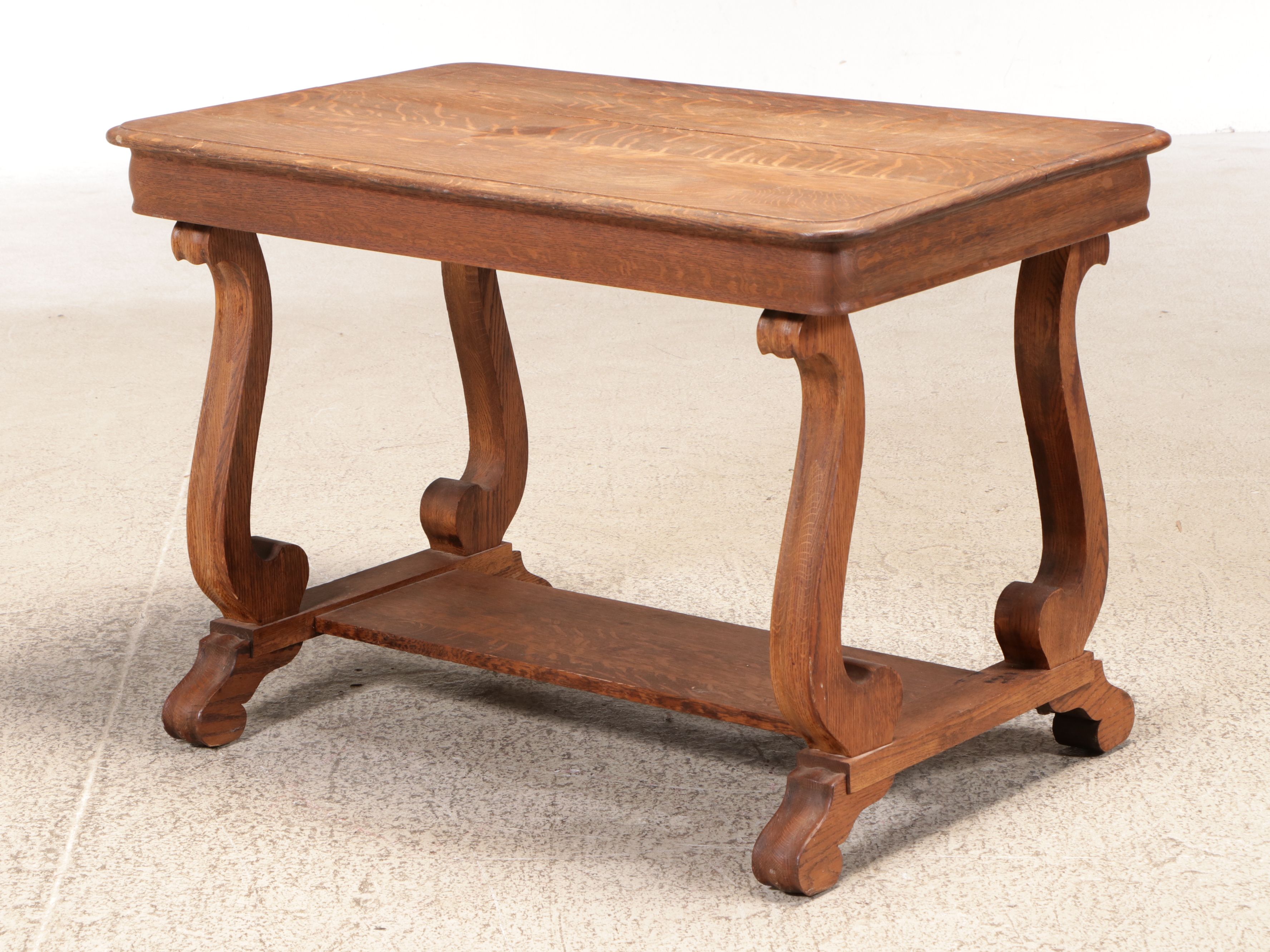 American Edwardian Style Oak Library Table, Early 20th Century