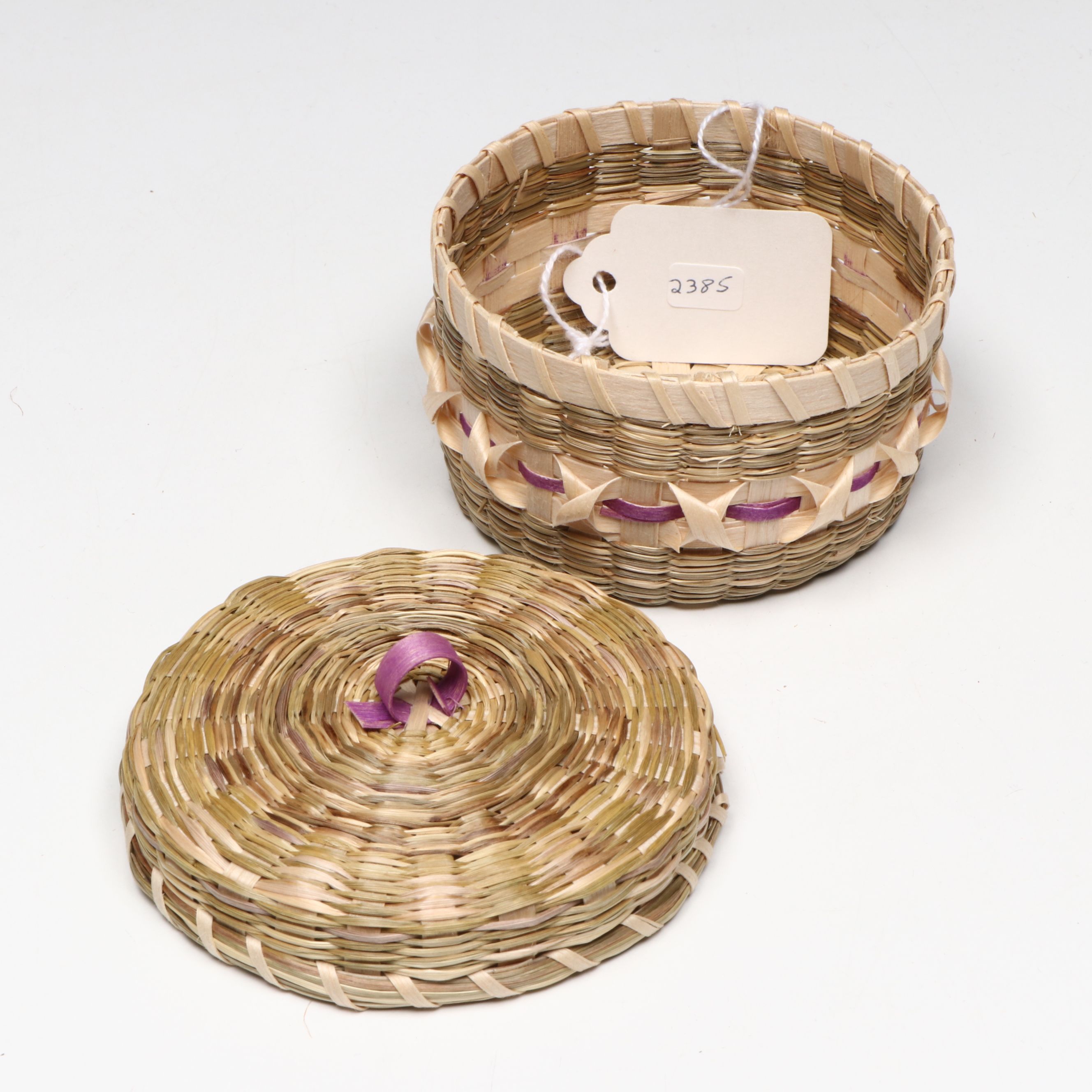 Florence Benedict Mohawk Brown Ash and Sweetgrass Basket