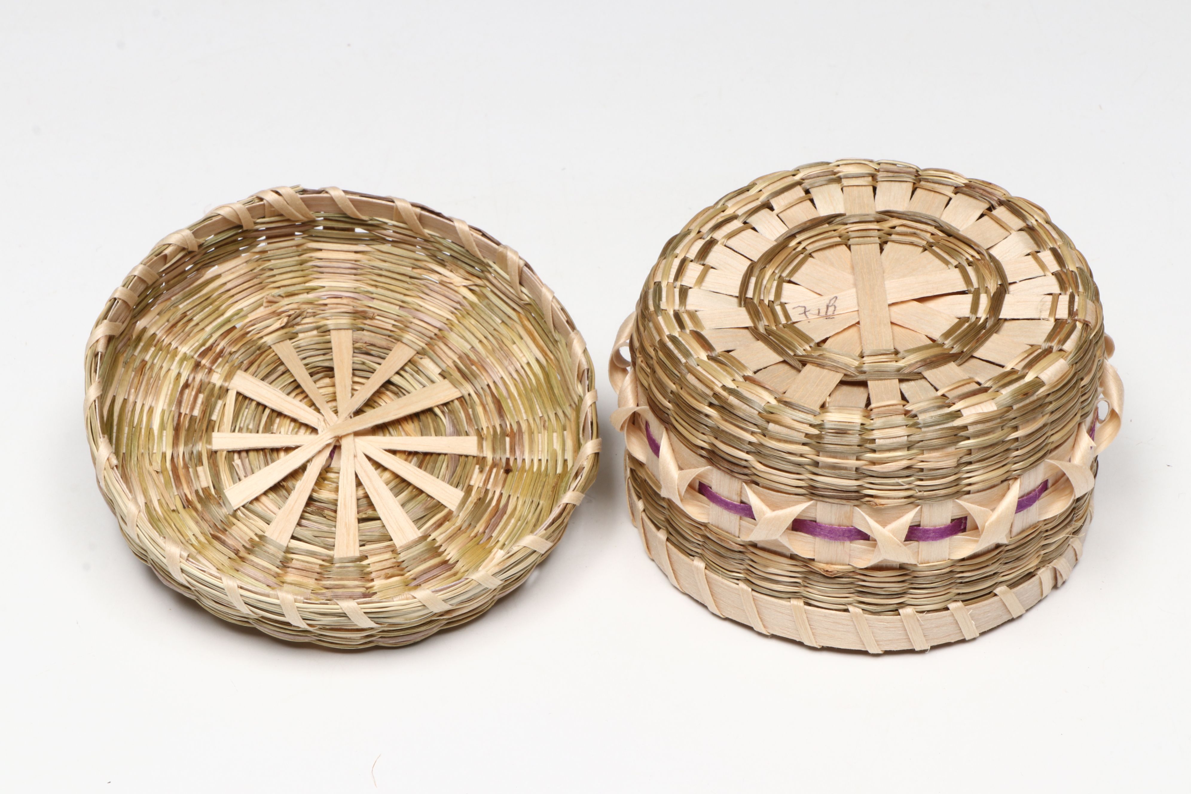 Florence Benedict Mohawk Brown Ash and Sweetgrass Basket