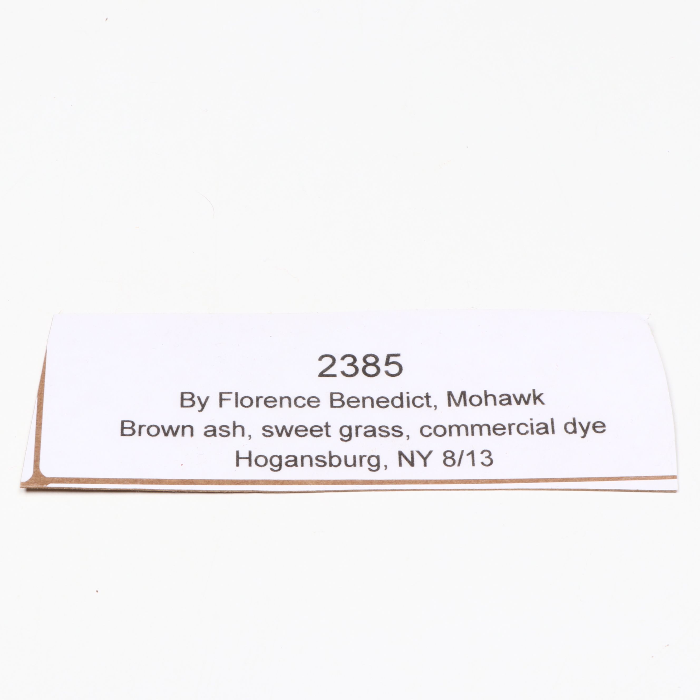 Florence Benedict Mohawk Brown Ash and Sweetgrass Basket