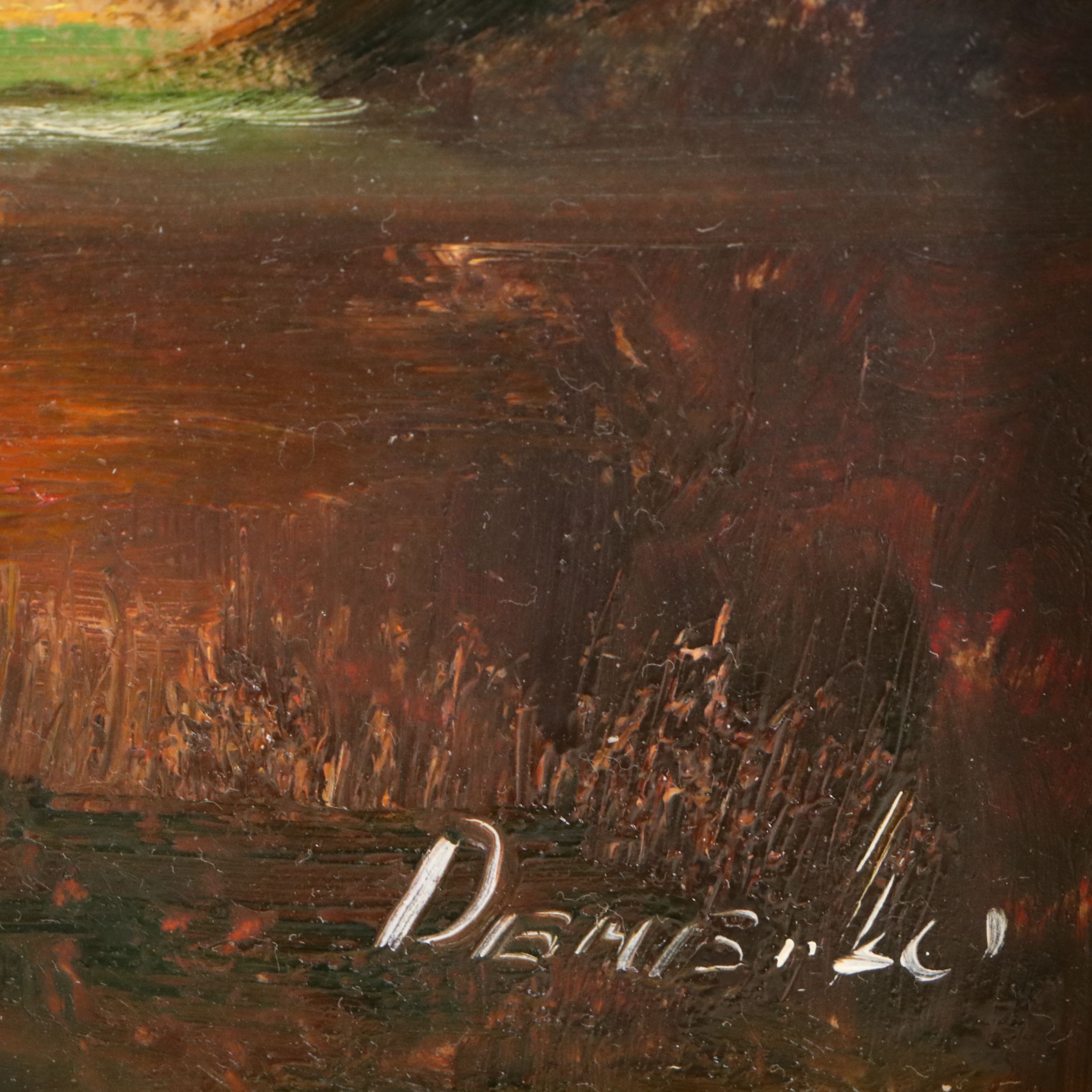 Natalia Demenko Oil Painting of Sunset Marsh Landscape, 21st Century