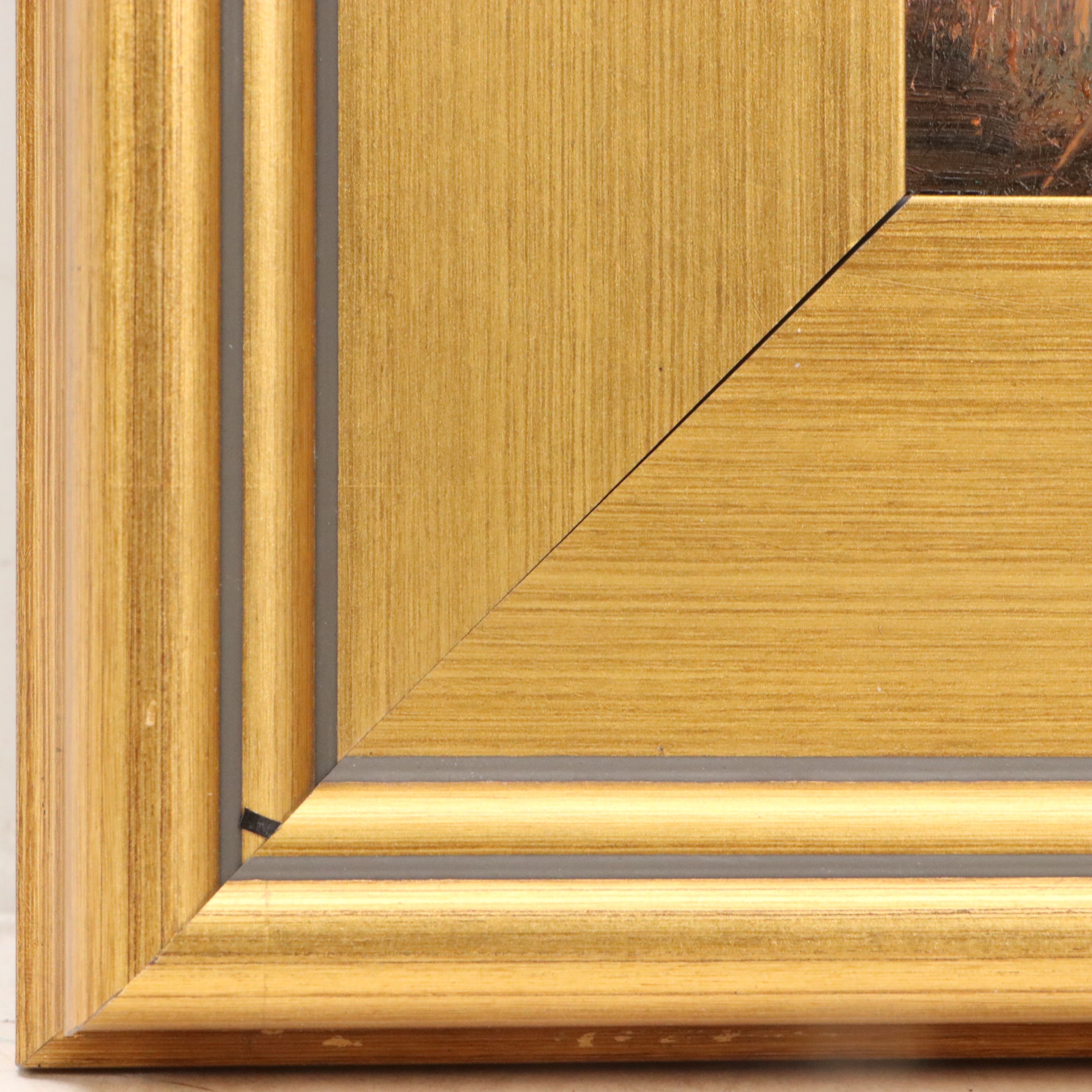 Natalia Demenko Oil Painting of Sunset Marsh Landscape, 21st Century