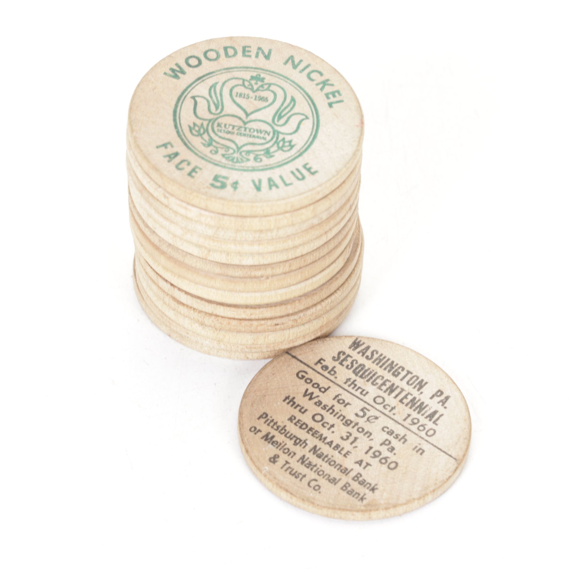 1960s Wooden Nickels with Bus Tokens, La Palina Cigar Box & International Coins