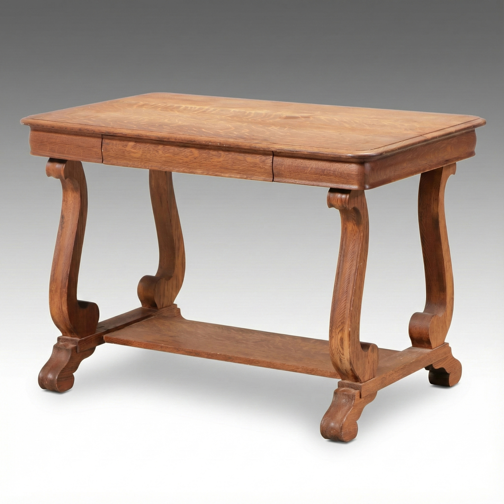 American Edwardian Style Oak Library Table, Early 20th Century