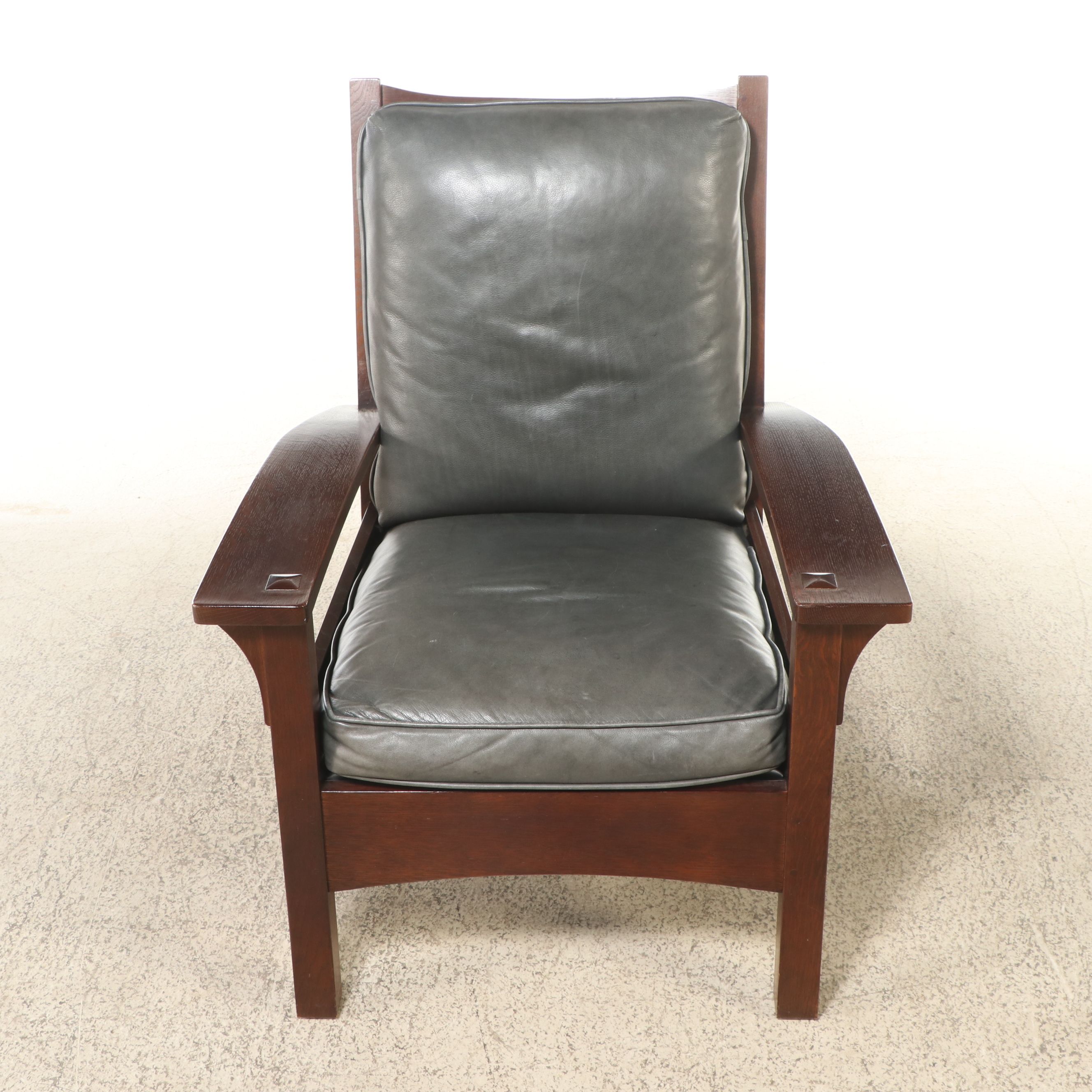 Craftsman Style Walnut and Leather Armchair