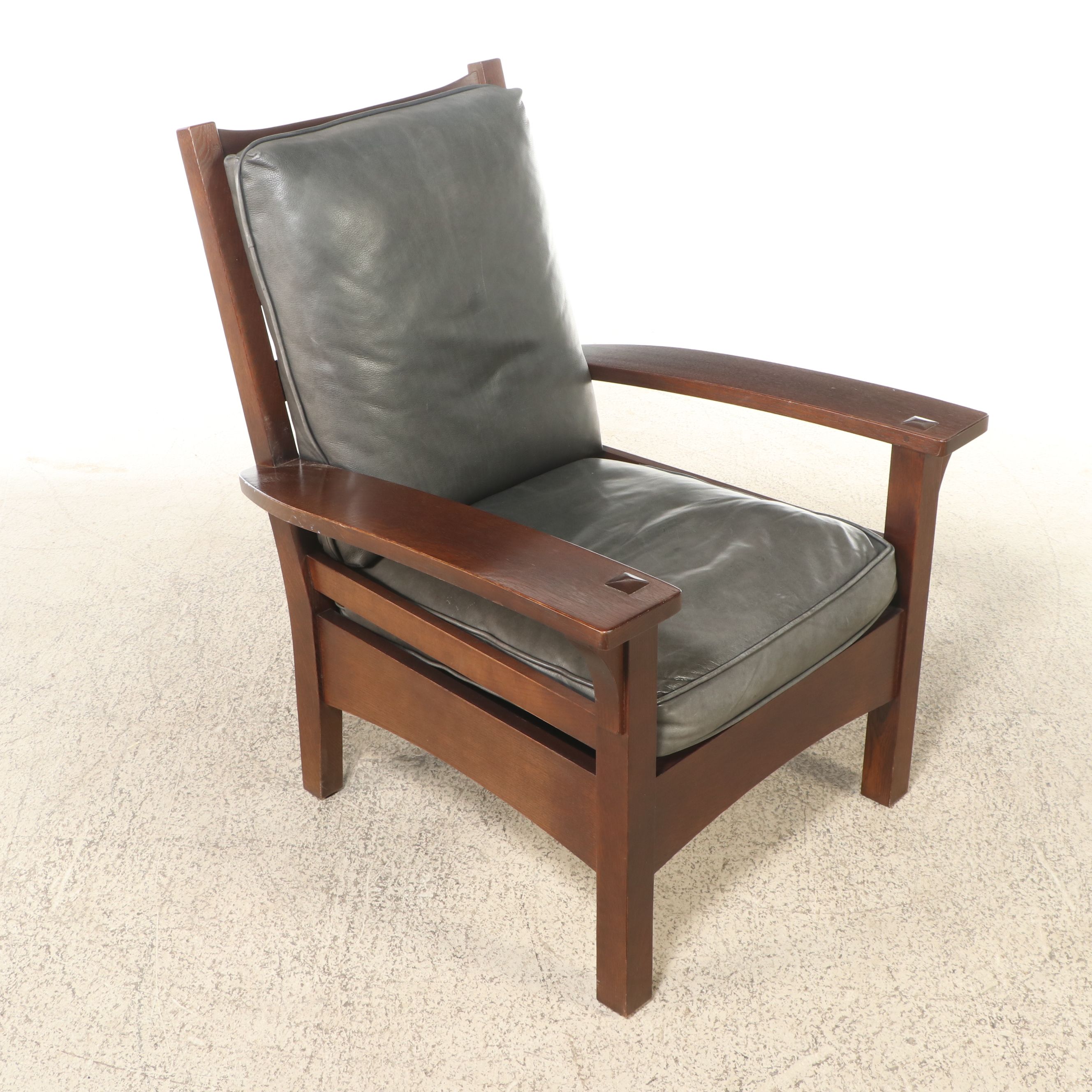 Craftsman Style Walnut and Leather Armchair