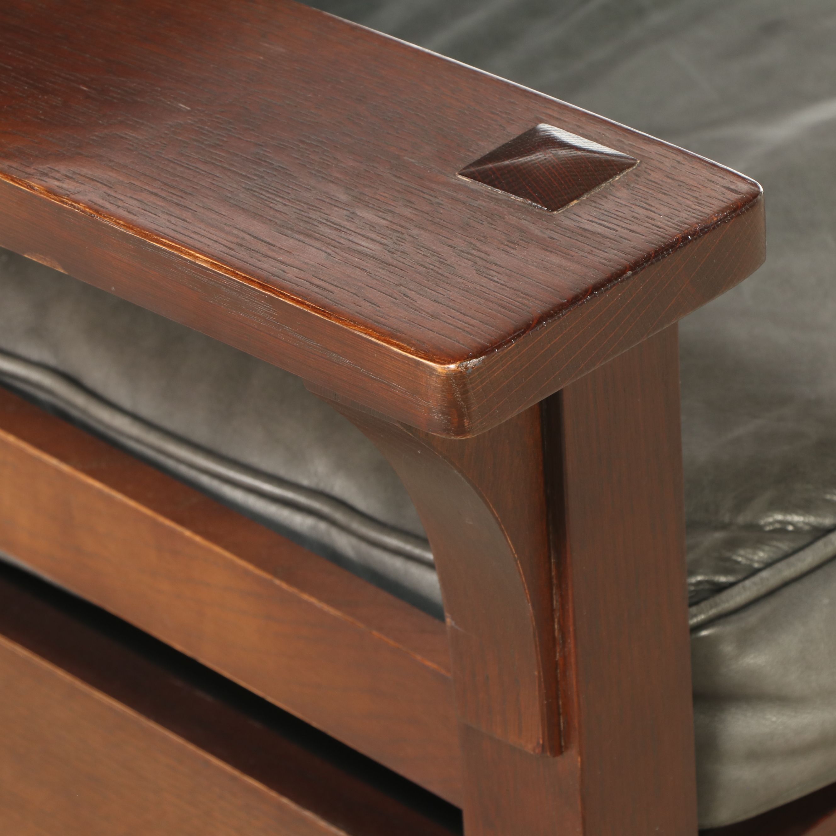 Craftsman Style Walnut and Leather Armchair