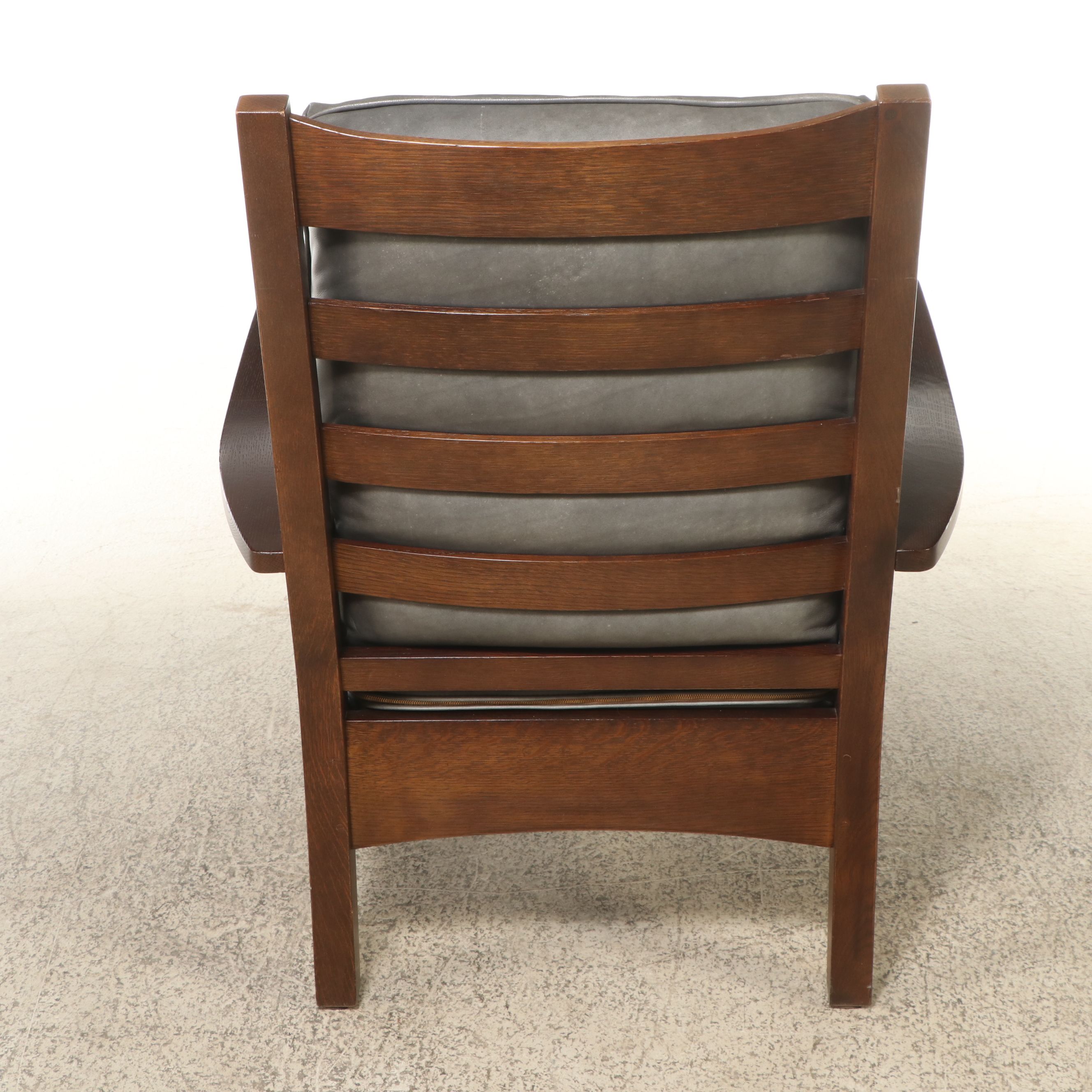 Craftsman Style Walnut and Leather Armchair