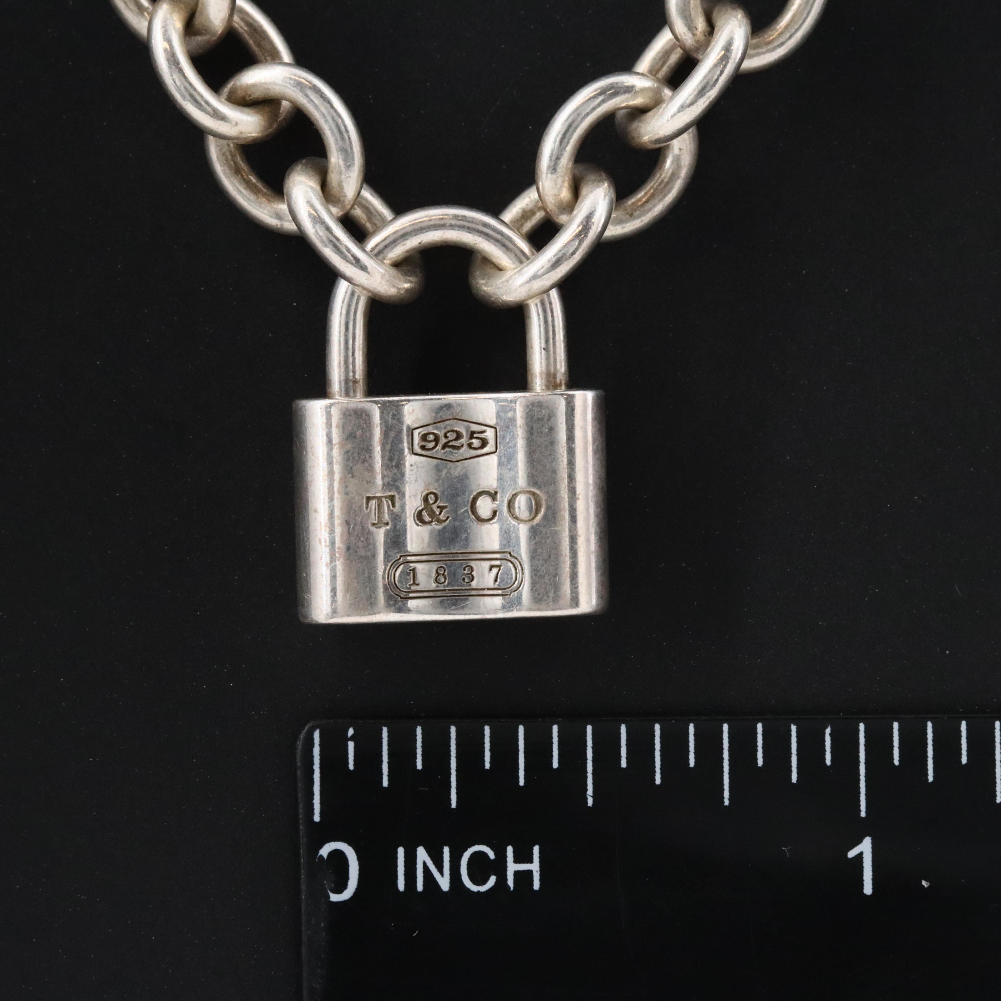Tiffany & Co. 1837 Sterling Lock Charm Pendant Necklace