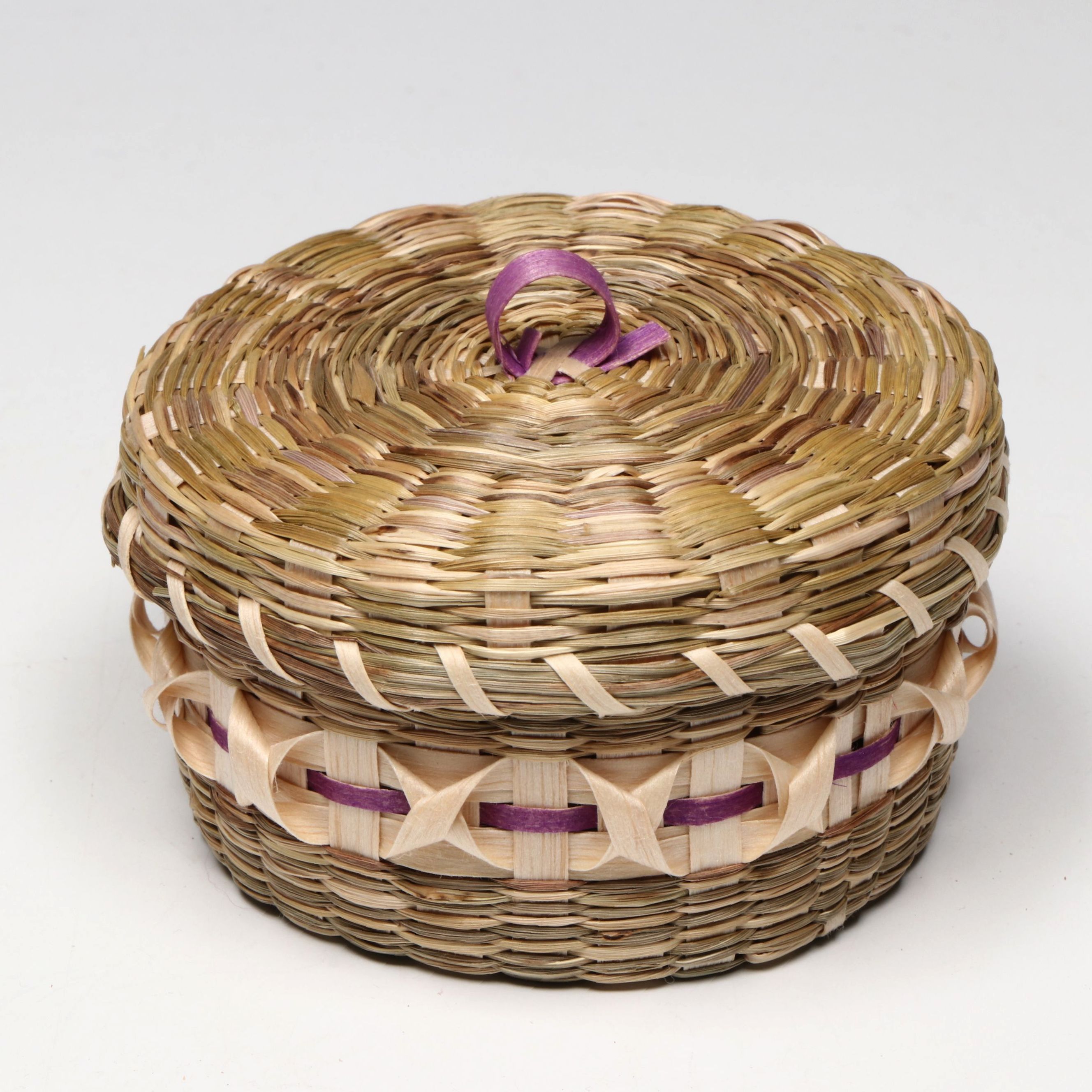 Florence Benedict Mohawk Brown Ash and Sweetgrass Basket