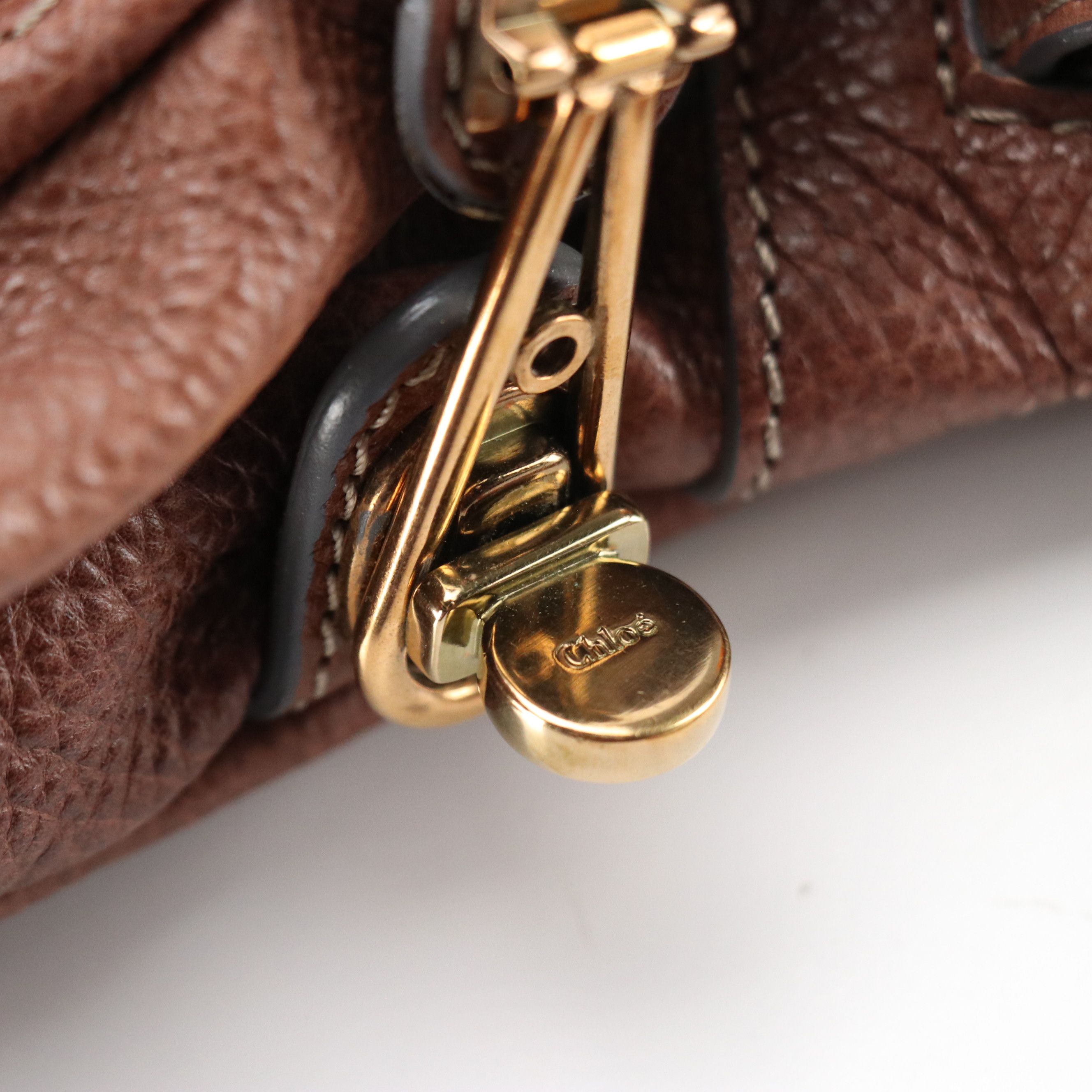 Chloé Paraty Two-Way Bag in Dark Brown Grained Calfskin Leather