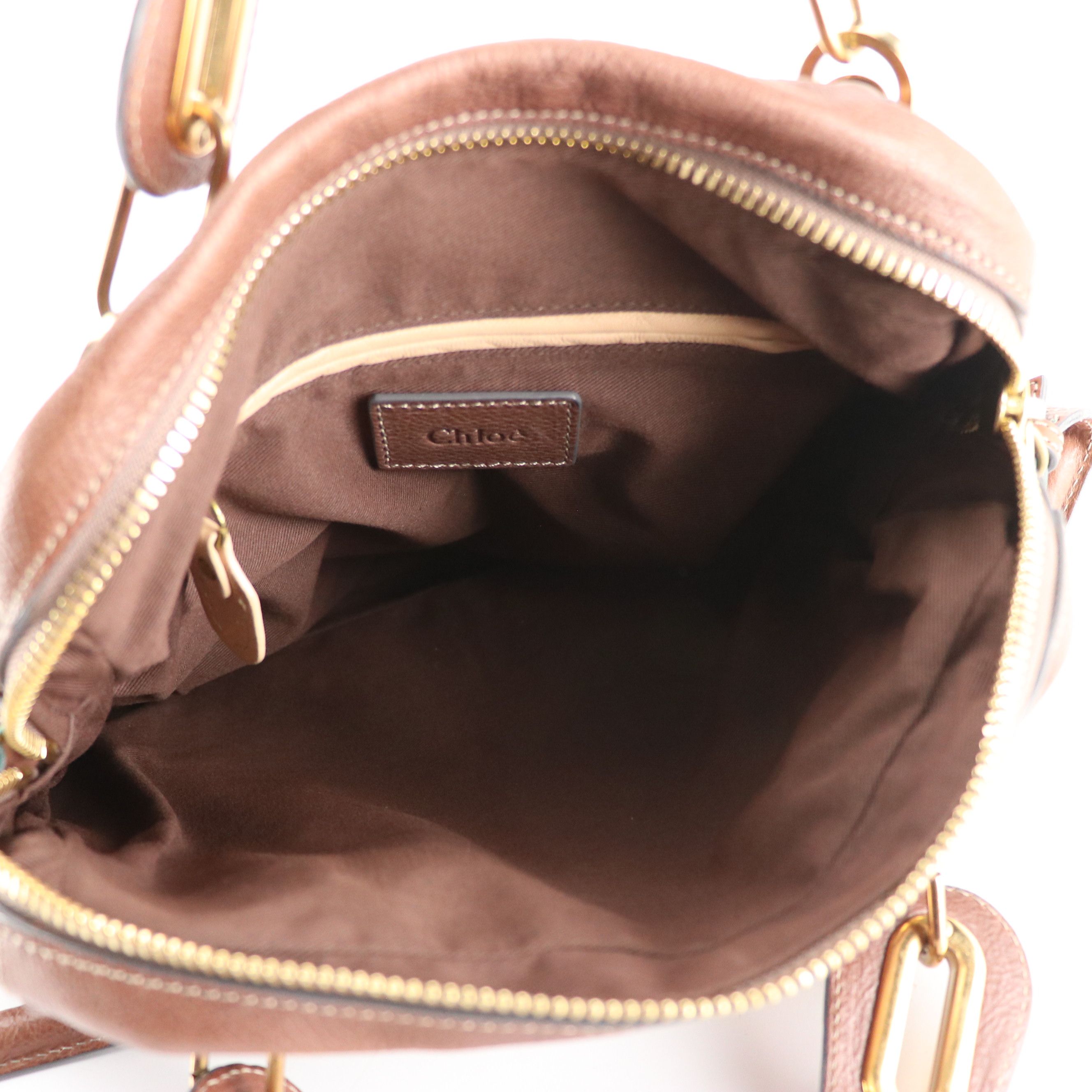 Chloé Paraty Two-Way Bag in Dark Brown Grained Calfskin Leather