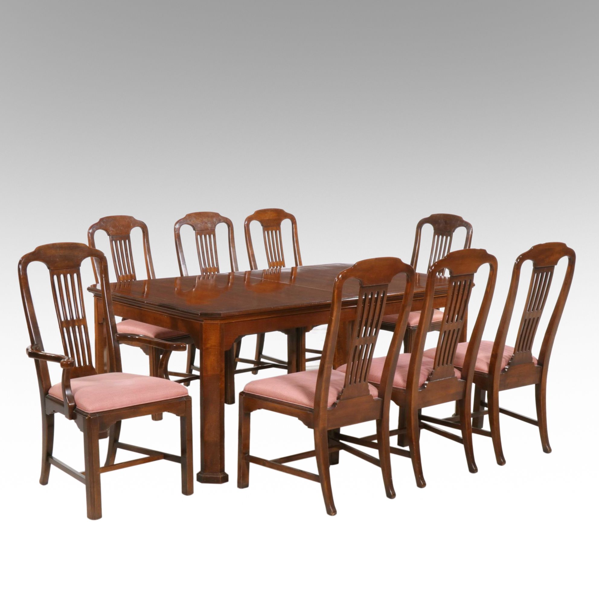 Mahogany Dining Table with Eight Chairs