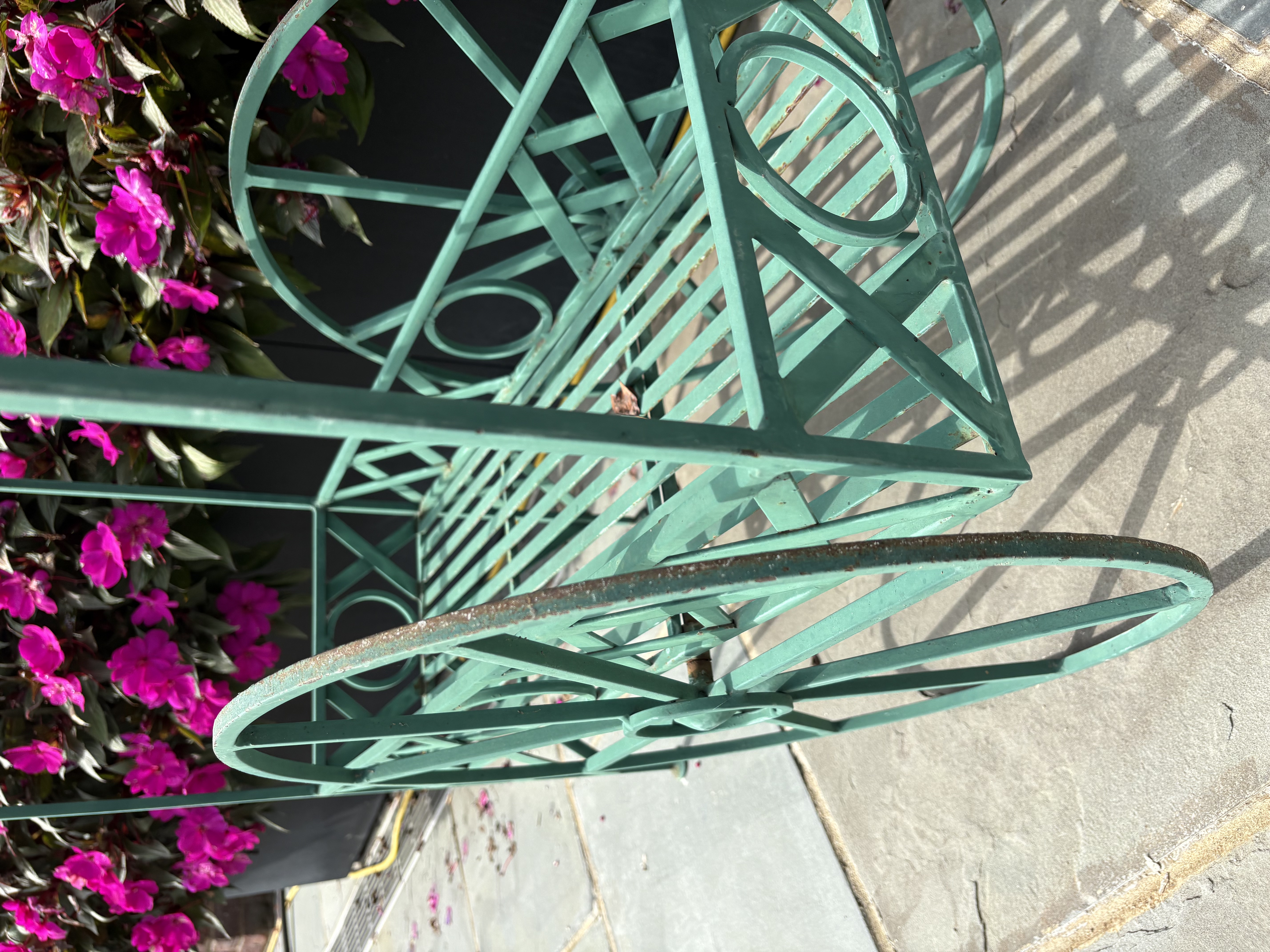 Green-Painted Iron Garden Cart, 20th Century