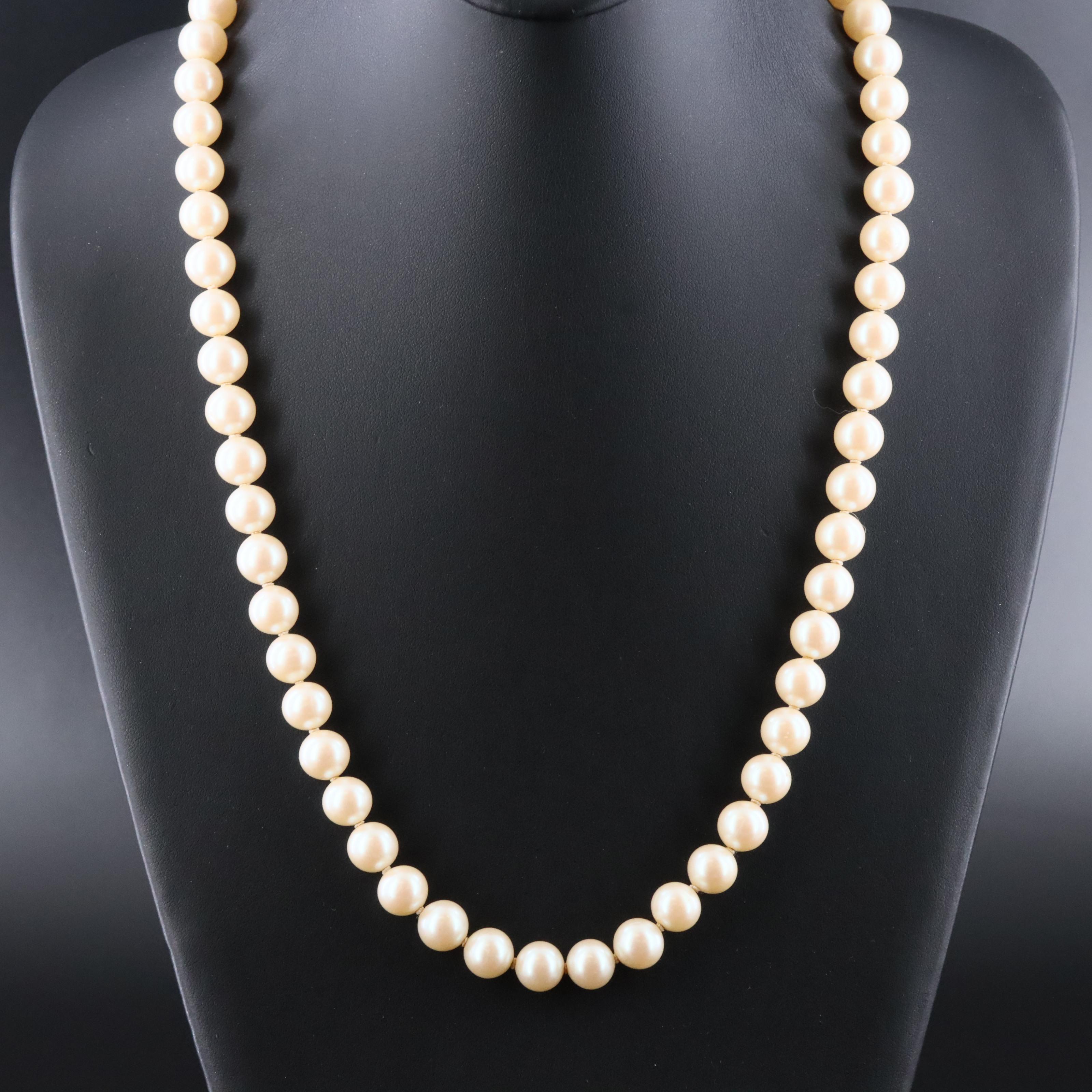 Faux Pearl Necklace with 14K Clasp