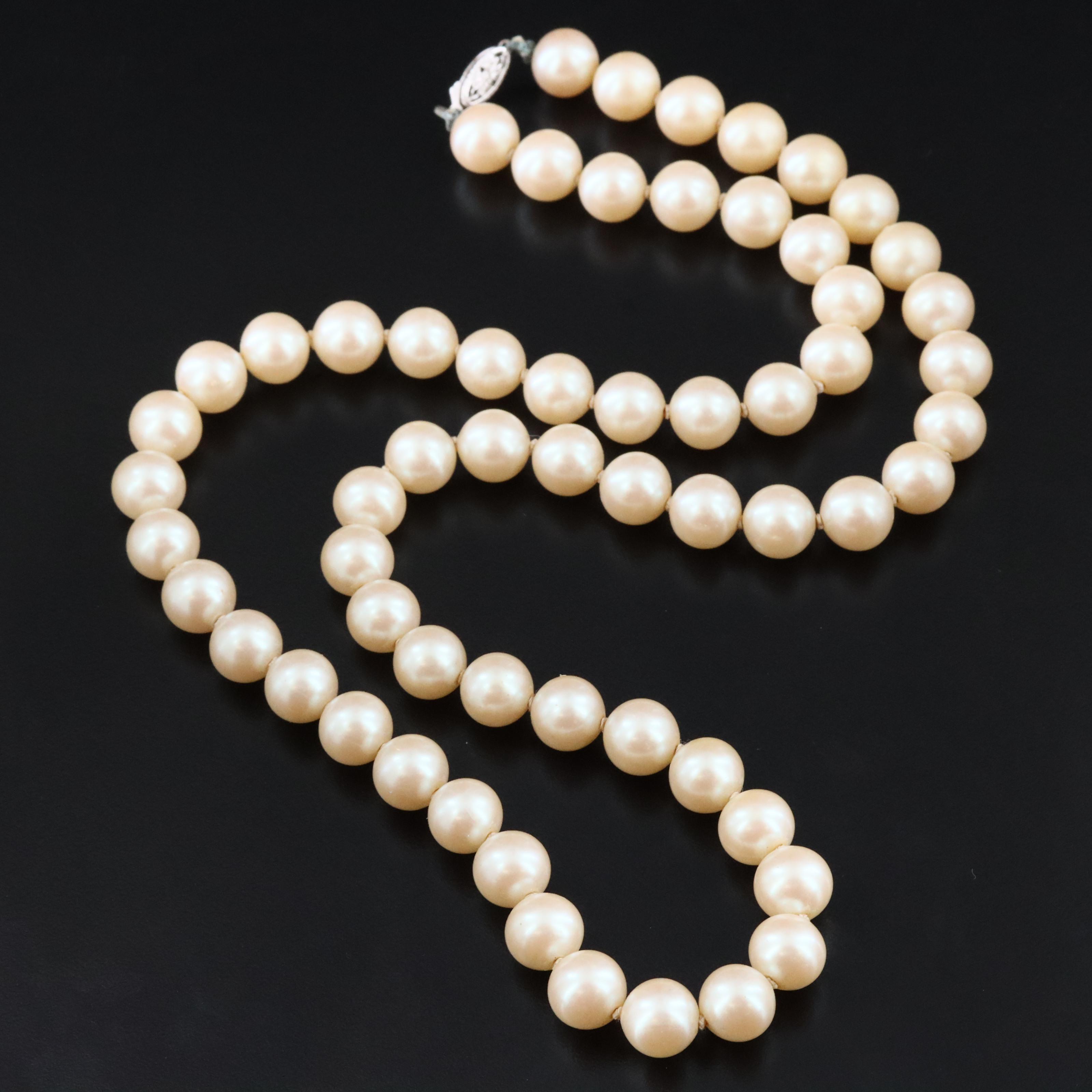 Faux Pearl Necklace with 14K Clasp