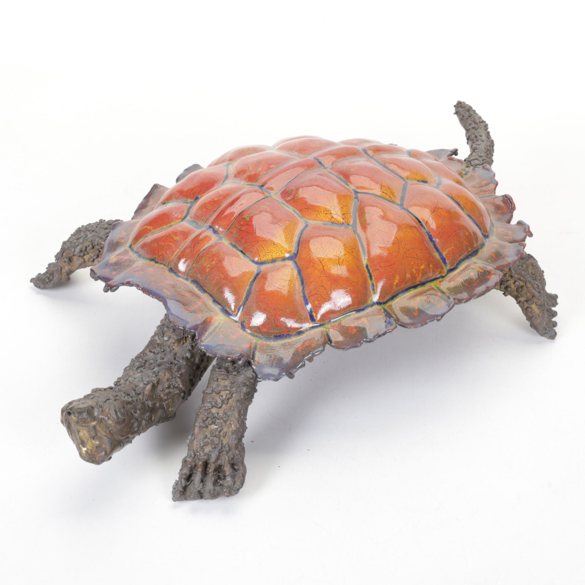 Enamel Metal Turtle Sculpture