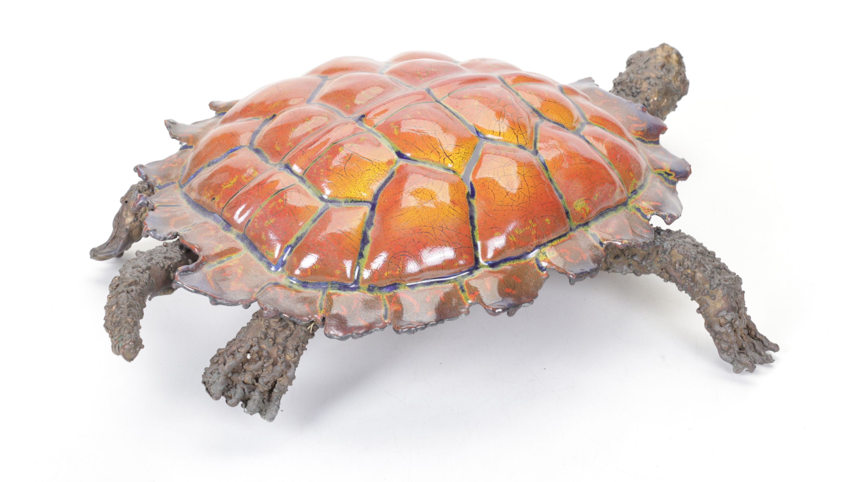 Enamel Metal Turtle Sculpture