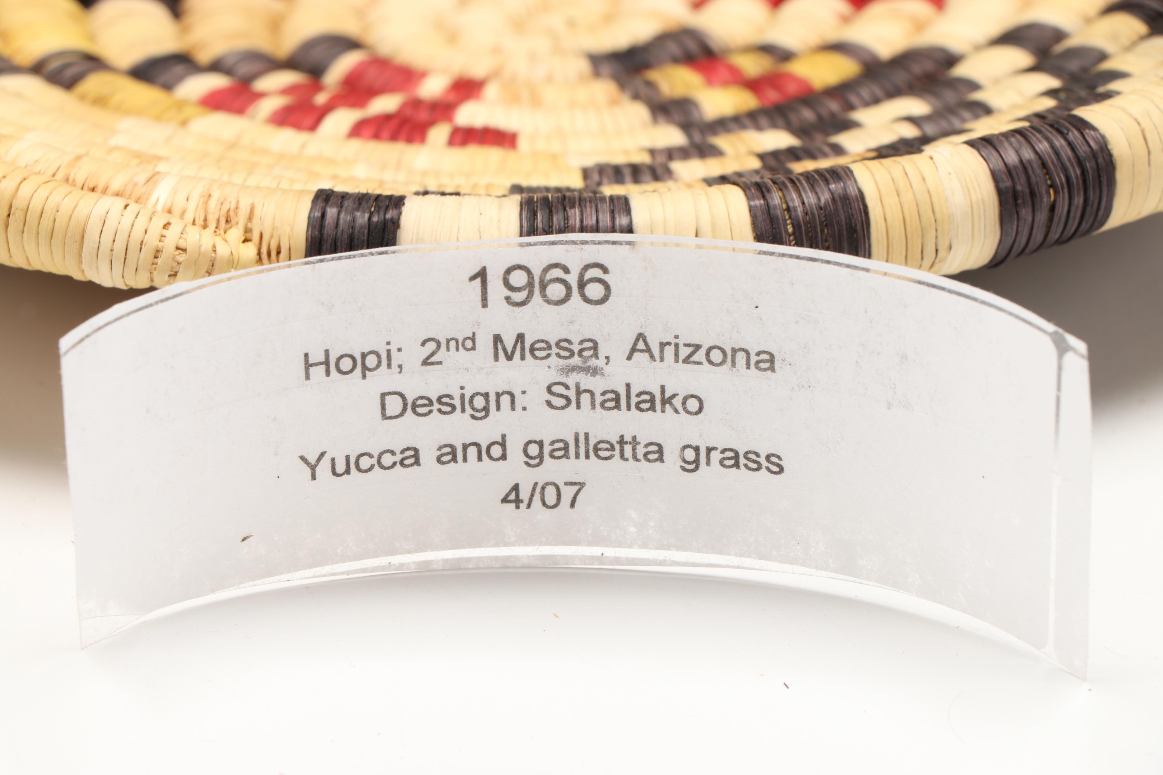 Hopi Second Mesa "Shalako" Coiled Yucca and Galleta Grass Basketry