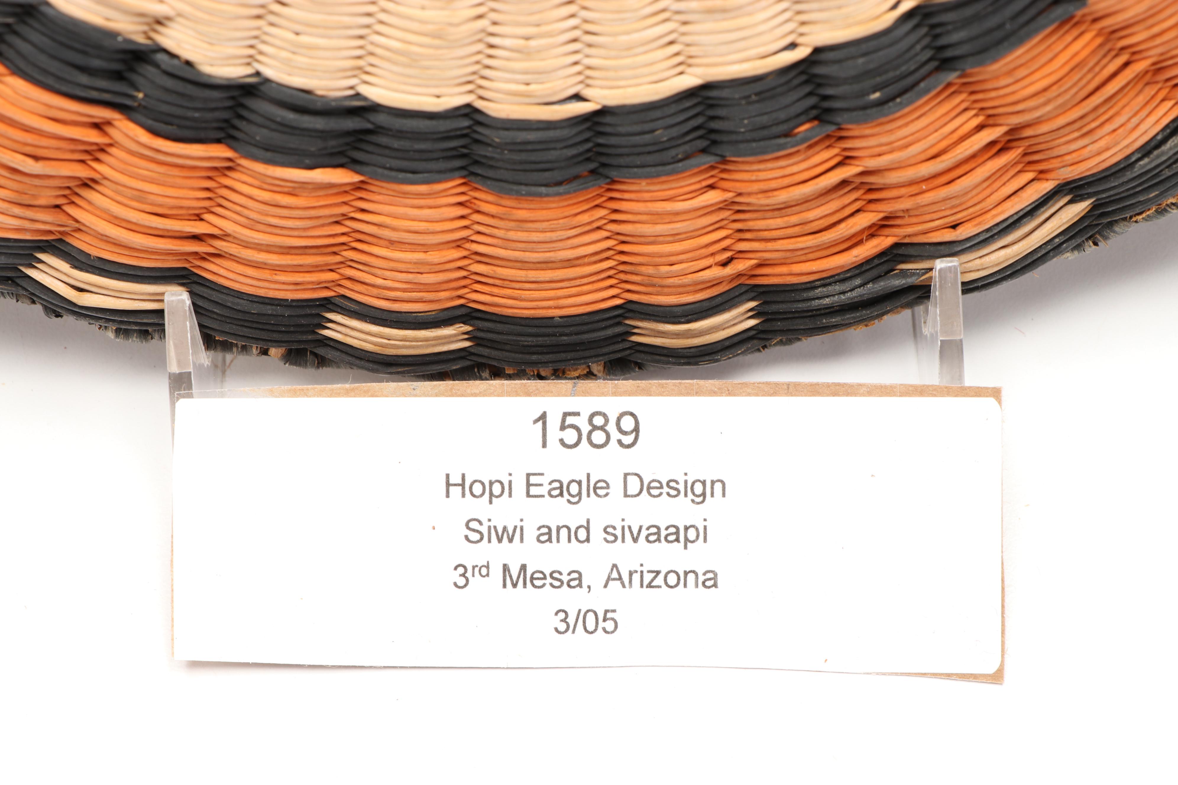 Hopi Third Mesa Polychrome Siwi and Sivaapi Basketry with Eagle Design