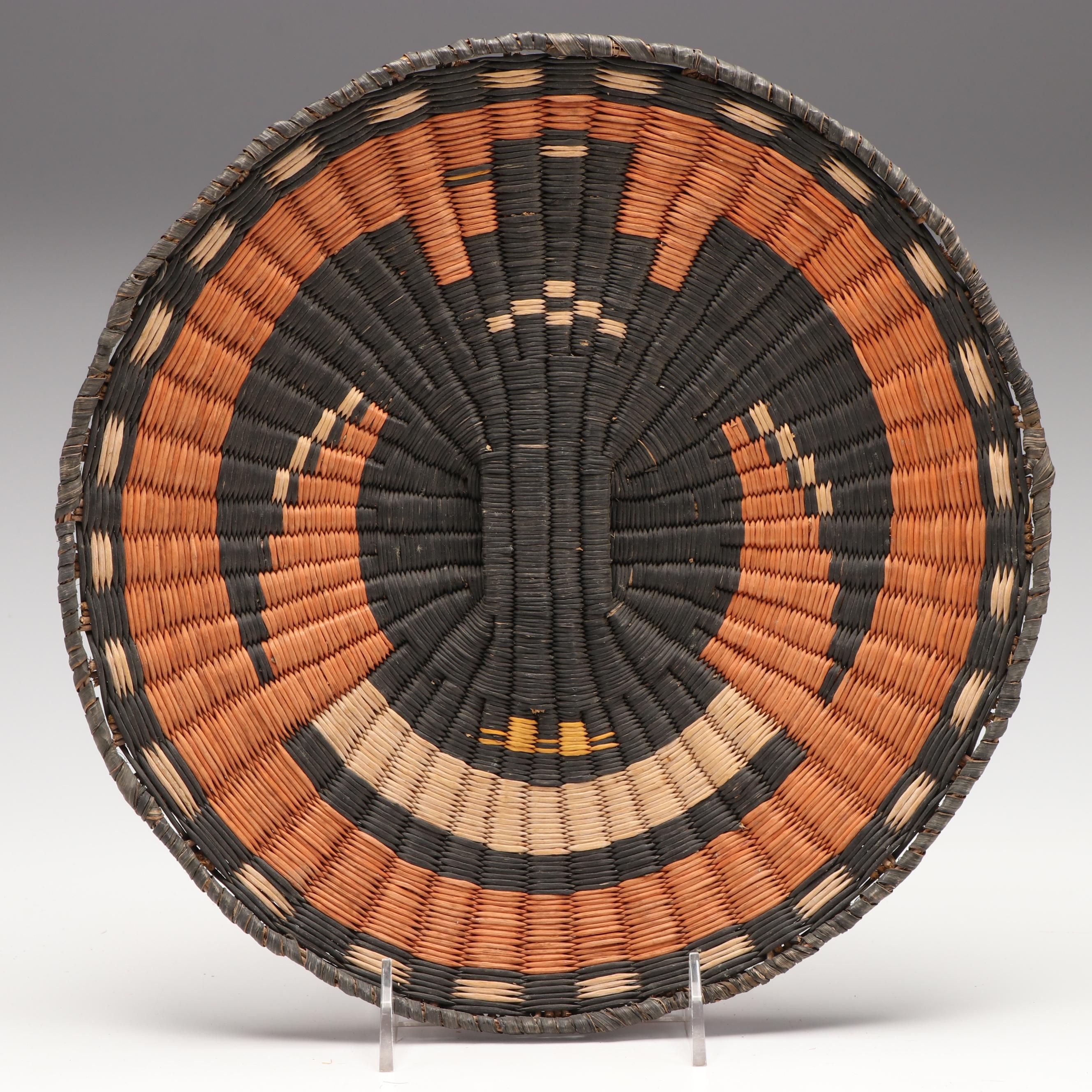 Hopi Third Mesa Polychrome Siwi and Sivaapi Basketry with Eagle Design