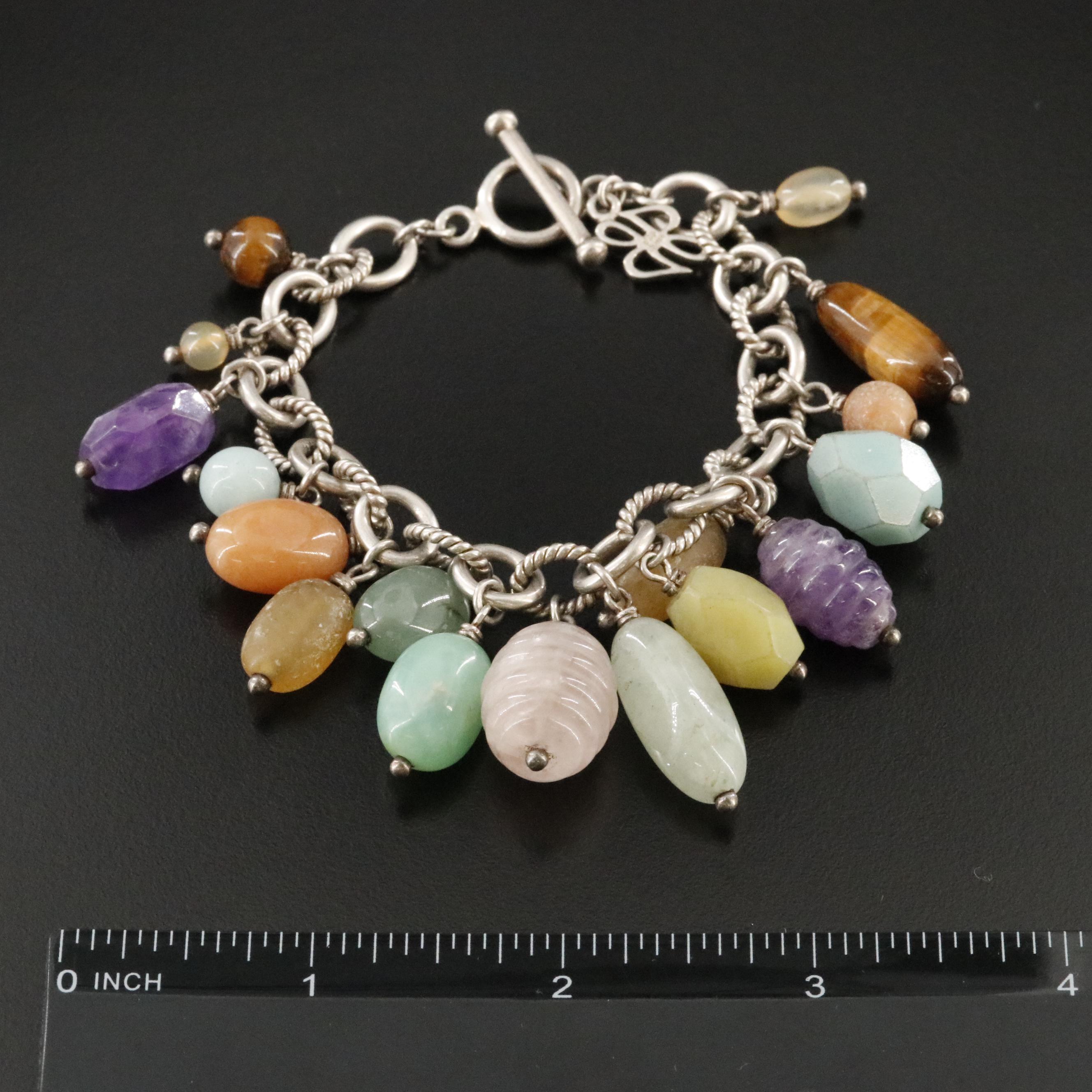 Sterling Gemstone Fringe Bracelet