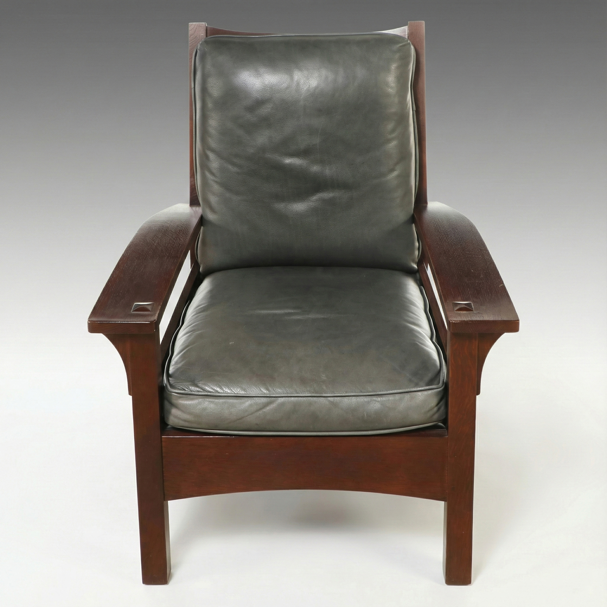 Craftsman Style Walnut and Leather Armchair
